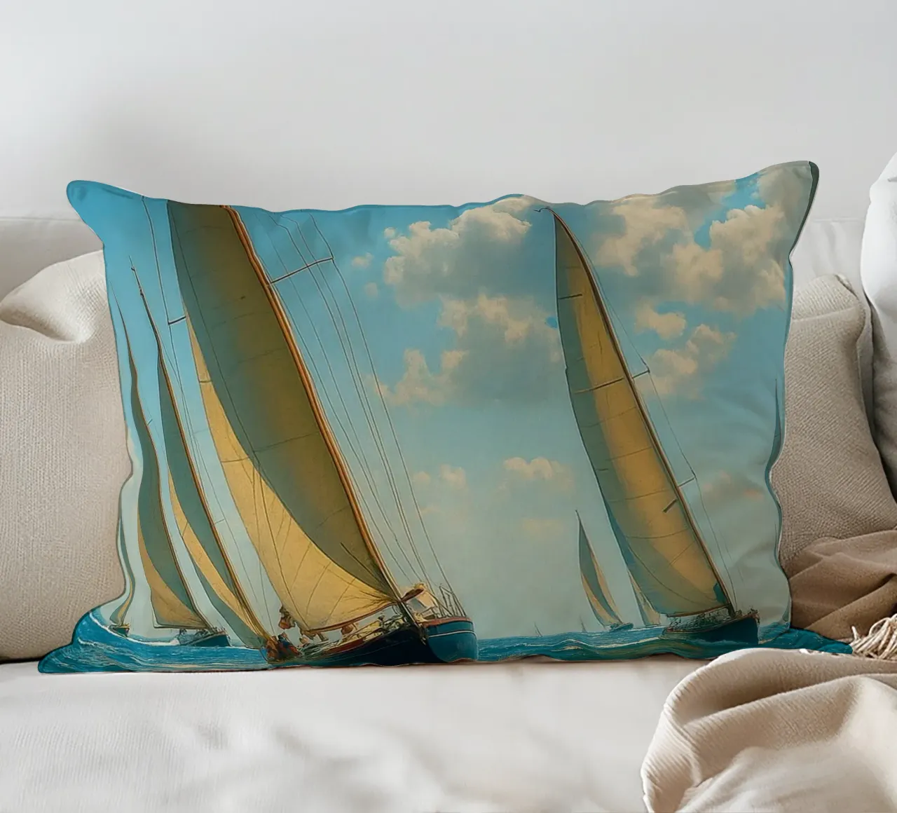 vue d'un voilier photographie rétro coussin de viantishop
