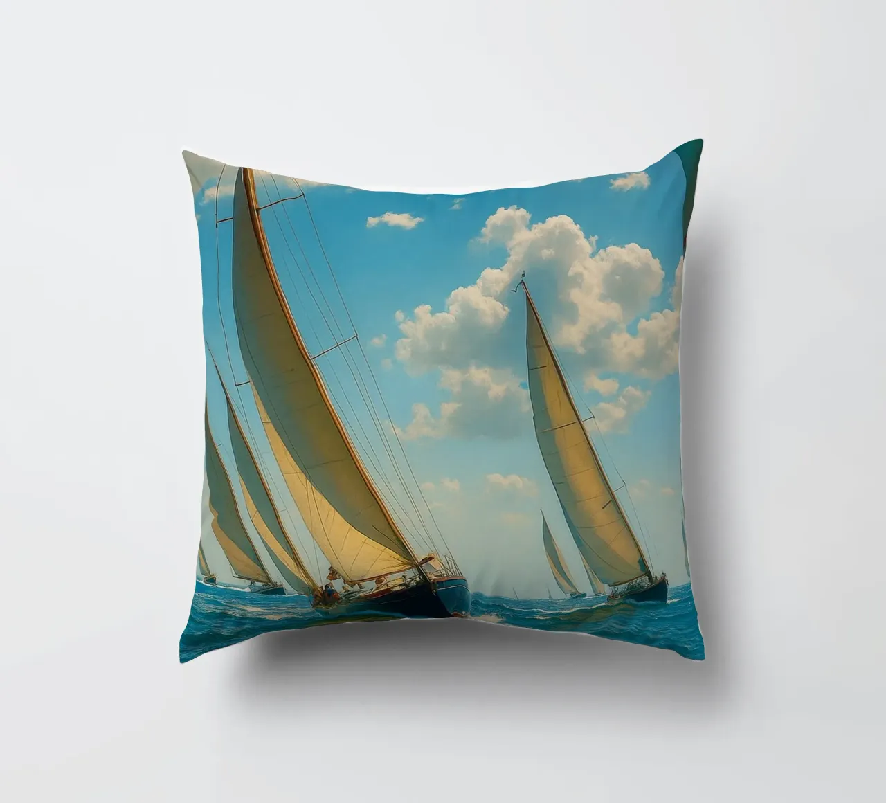 vue d'un voilier photographie rétro coussin de viantishop