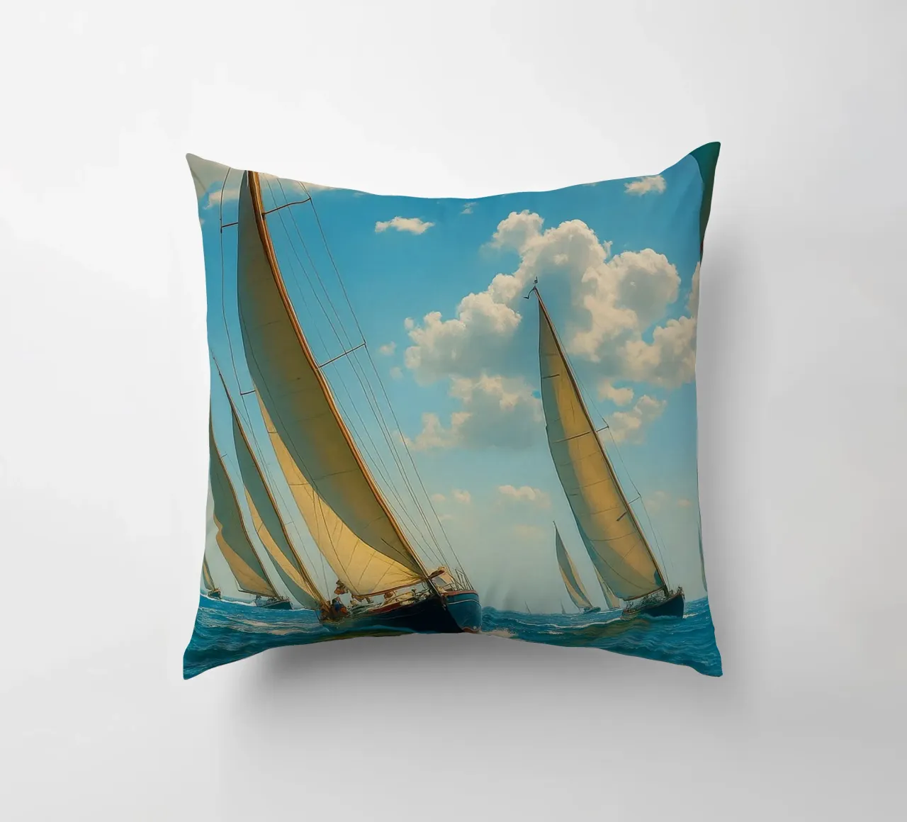 vue d'un voilier photographie rétro coussin de viantishop