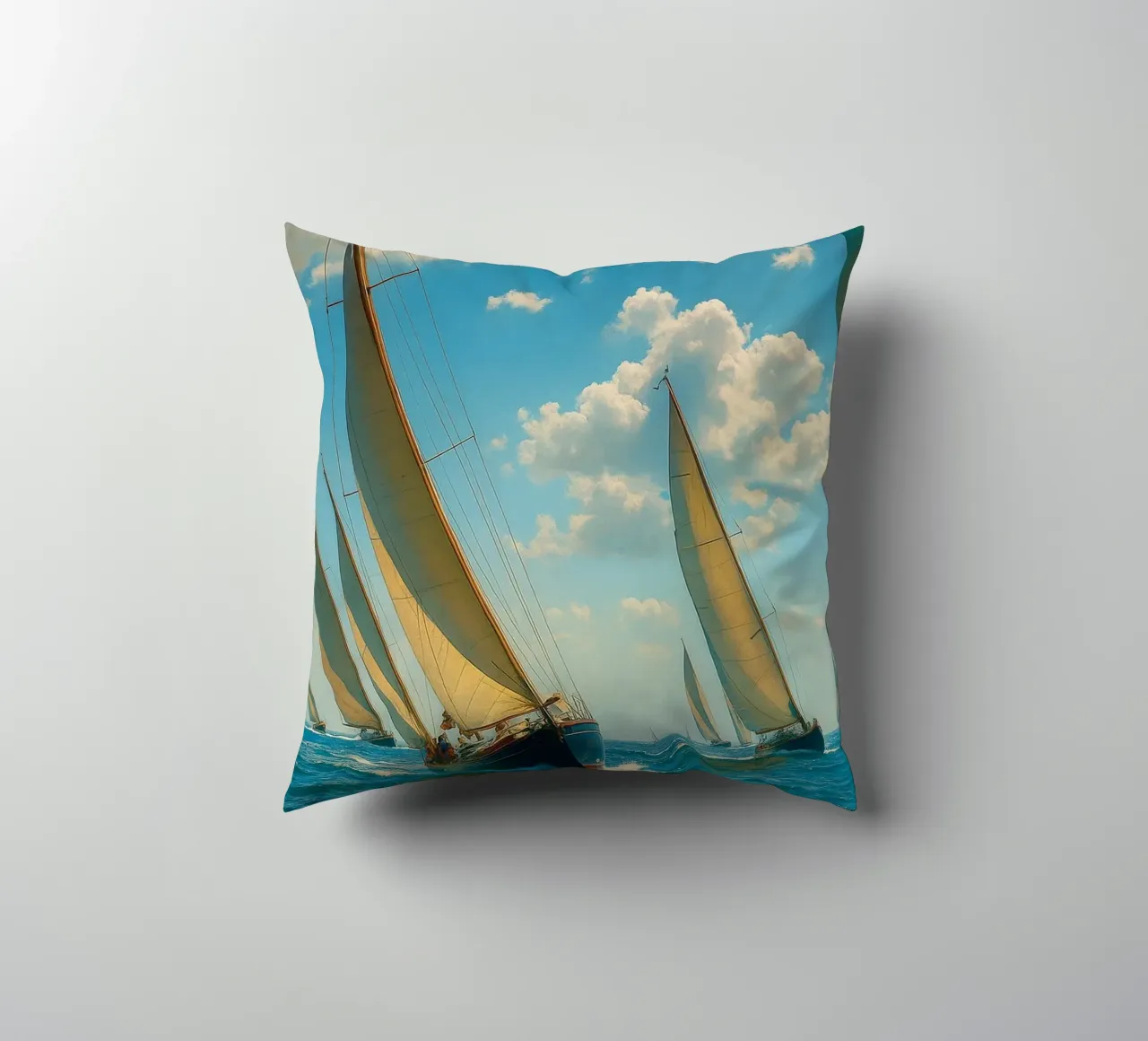 vue d'un voilier photographie rétro coussin de viantishop