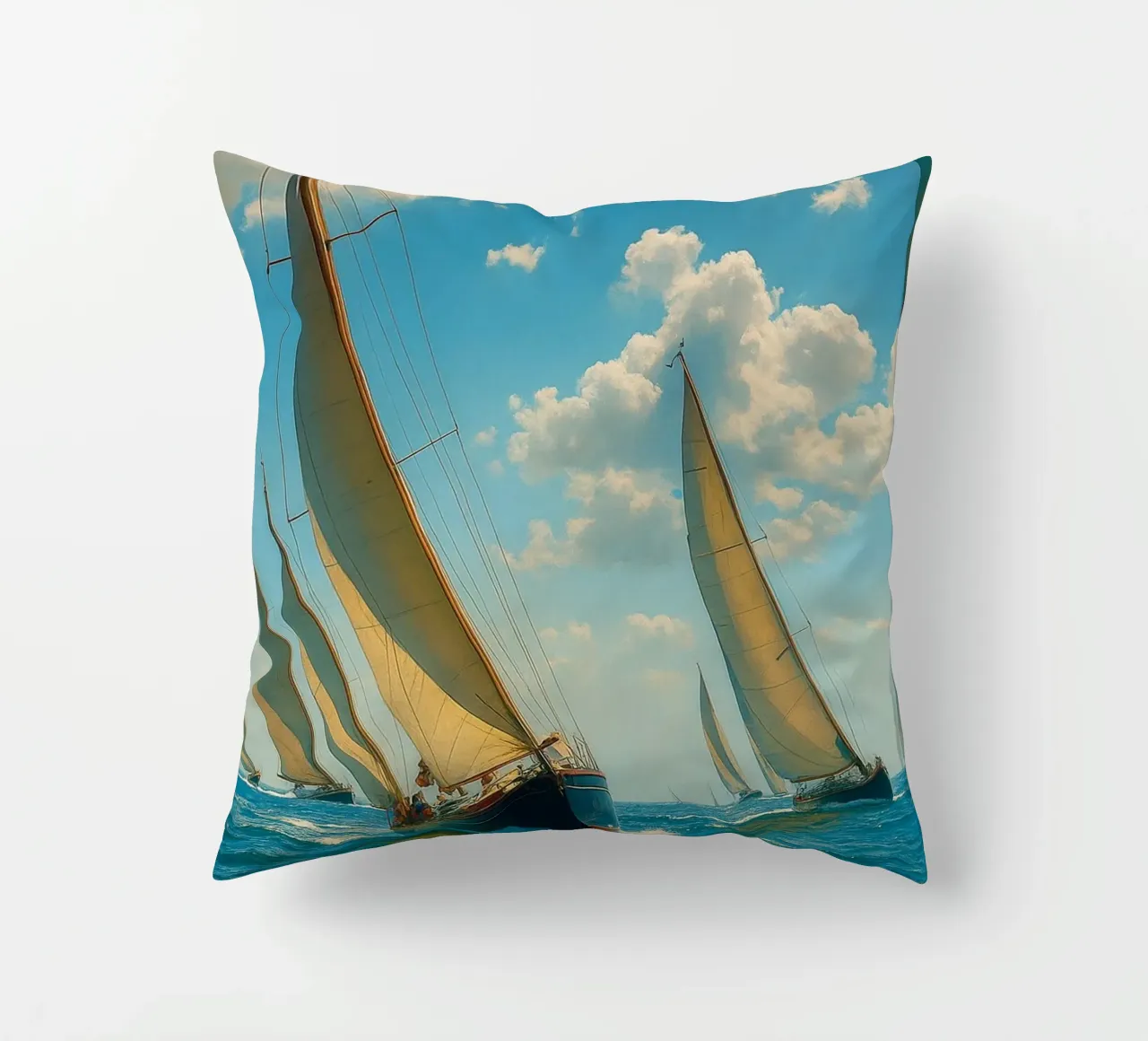 vue d'un voilier photographie rétro coussin de viantishop