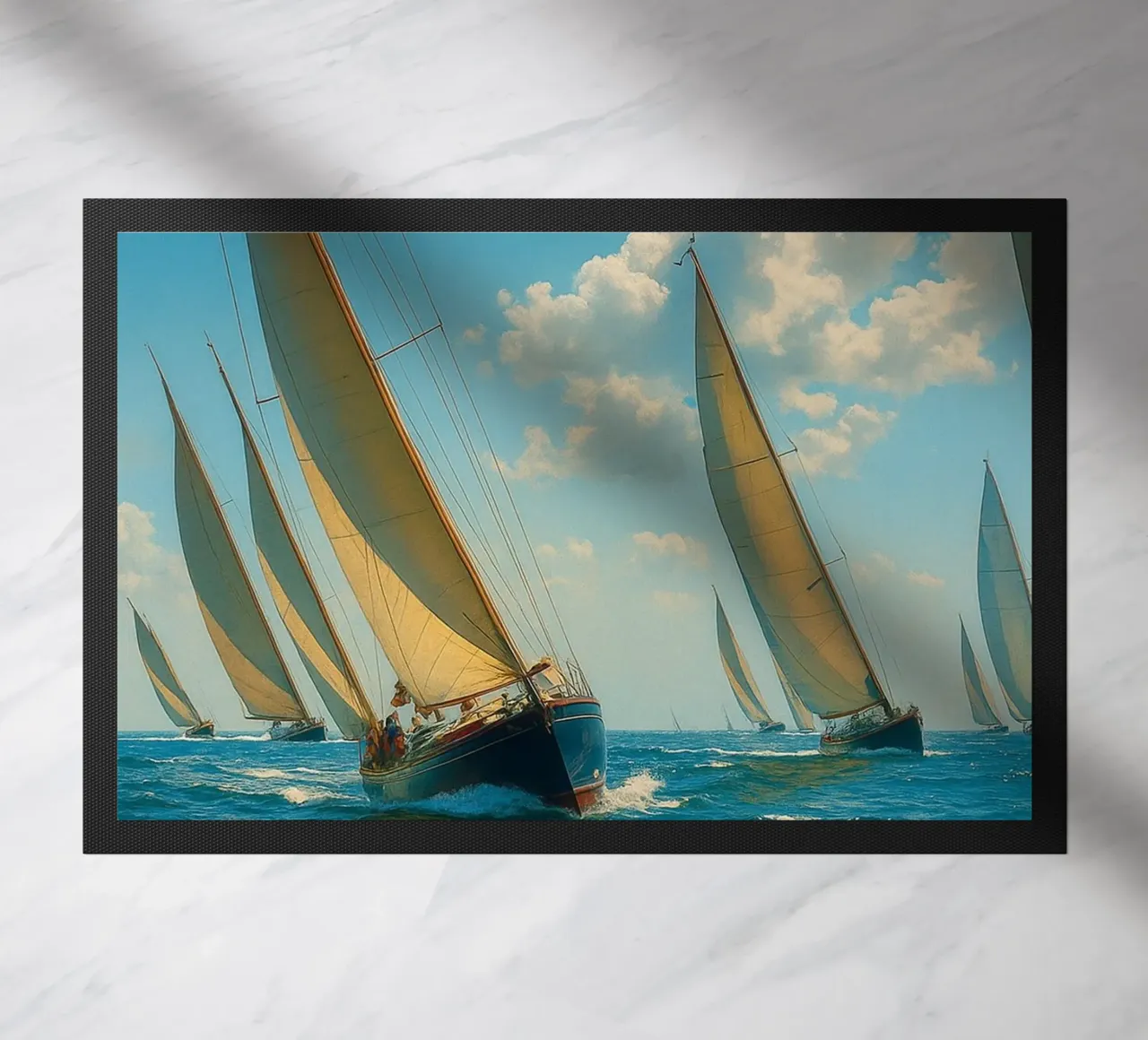 vue d'un voilier photographie rétro paillasson de viantishop