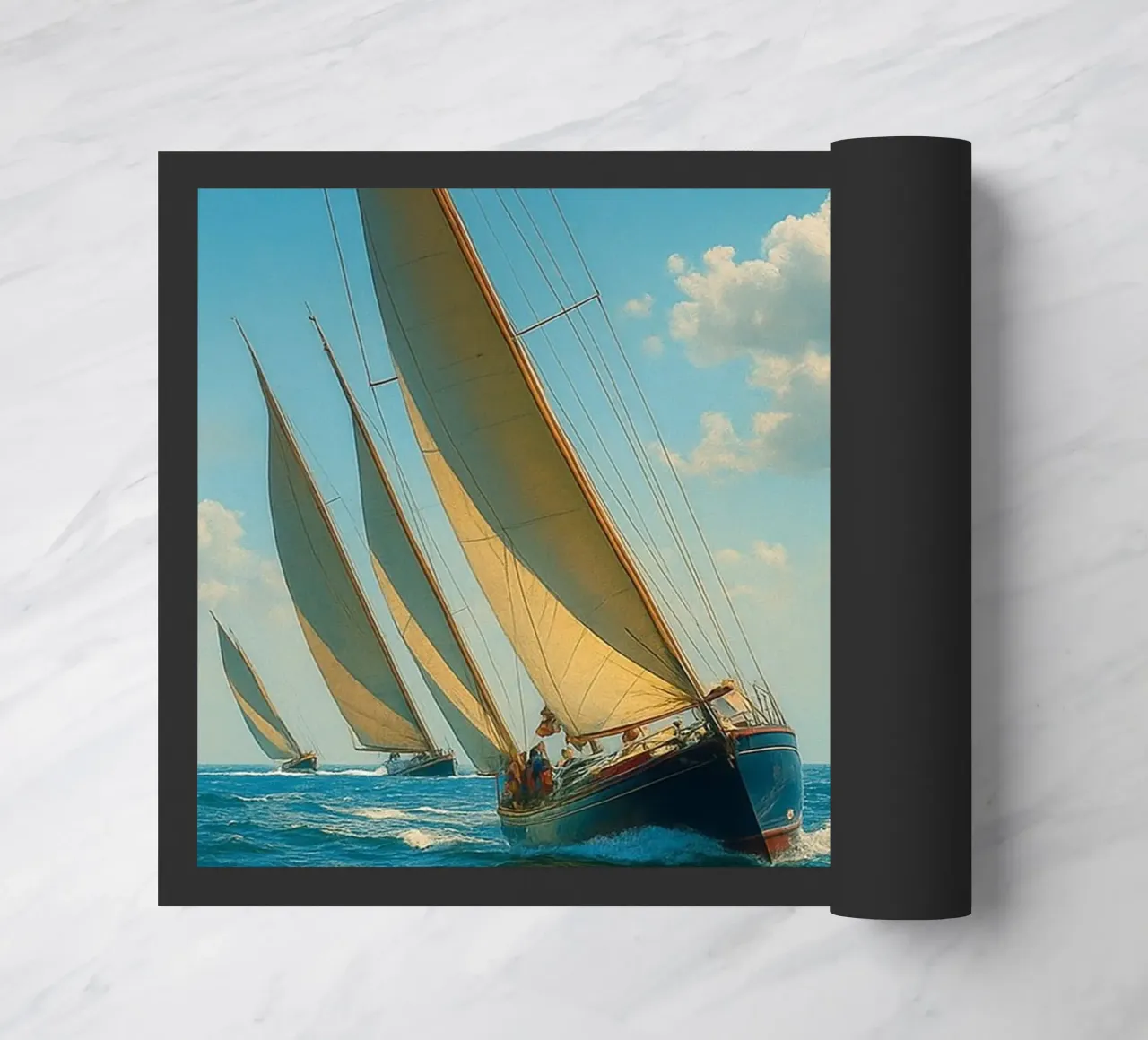 vue d'un voilier photographie rétro paillasson de viantishop