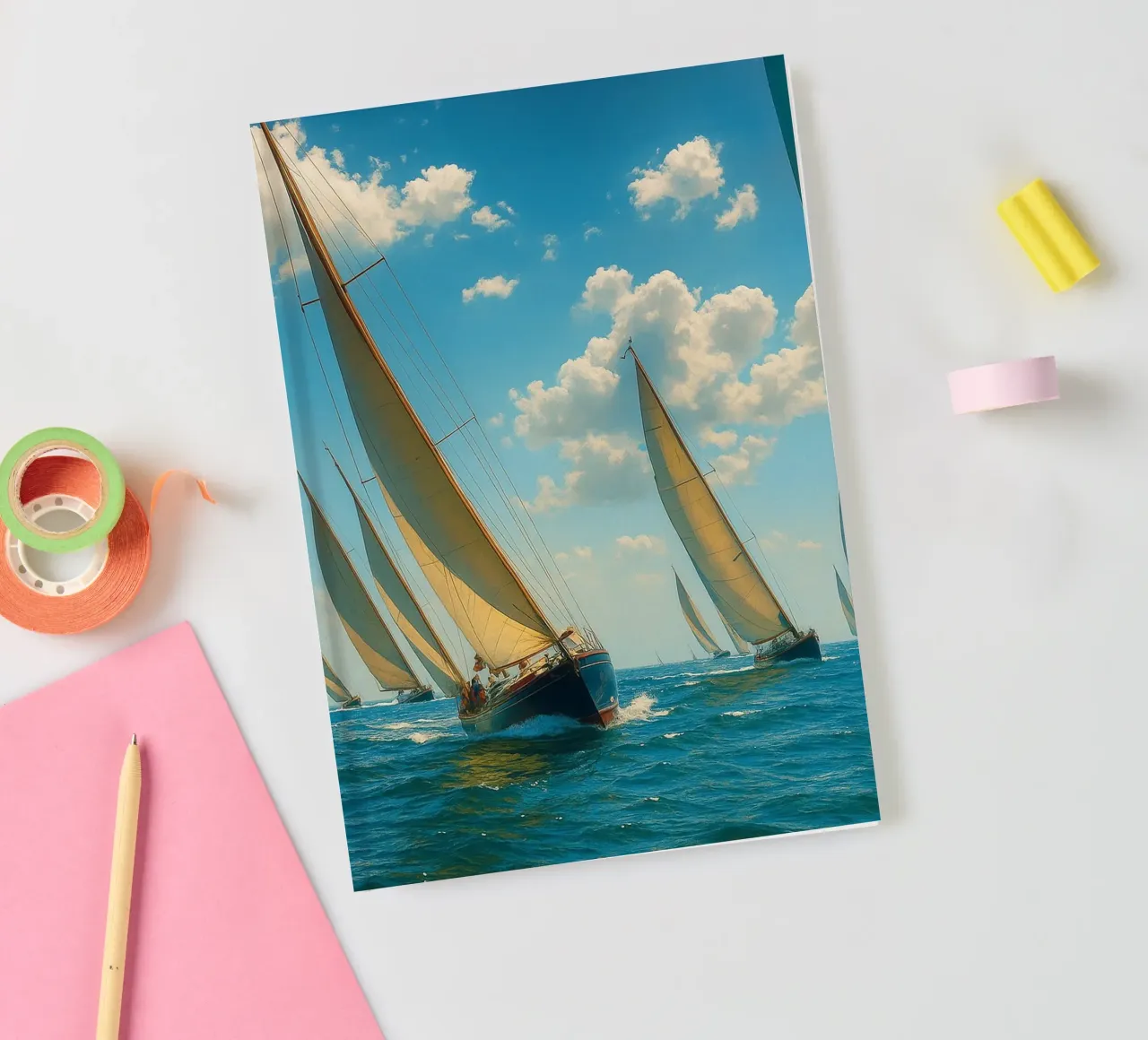 vue d'un voilier photographie rétro carnet de notes de viantishop