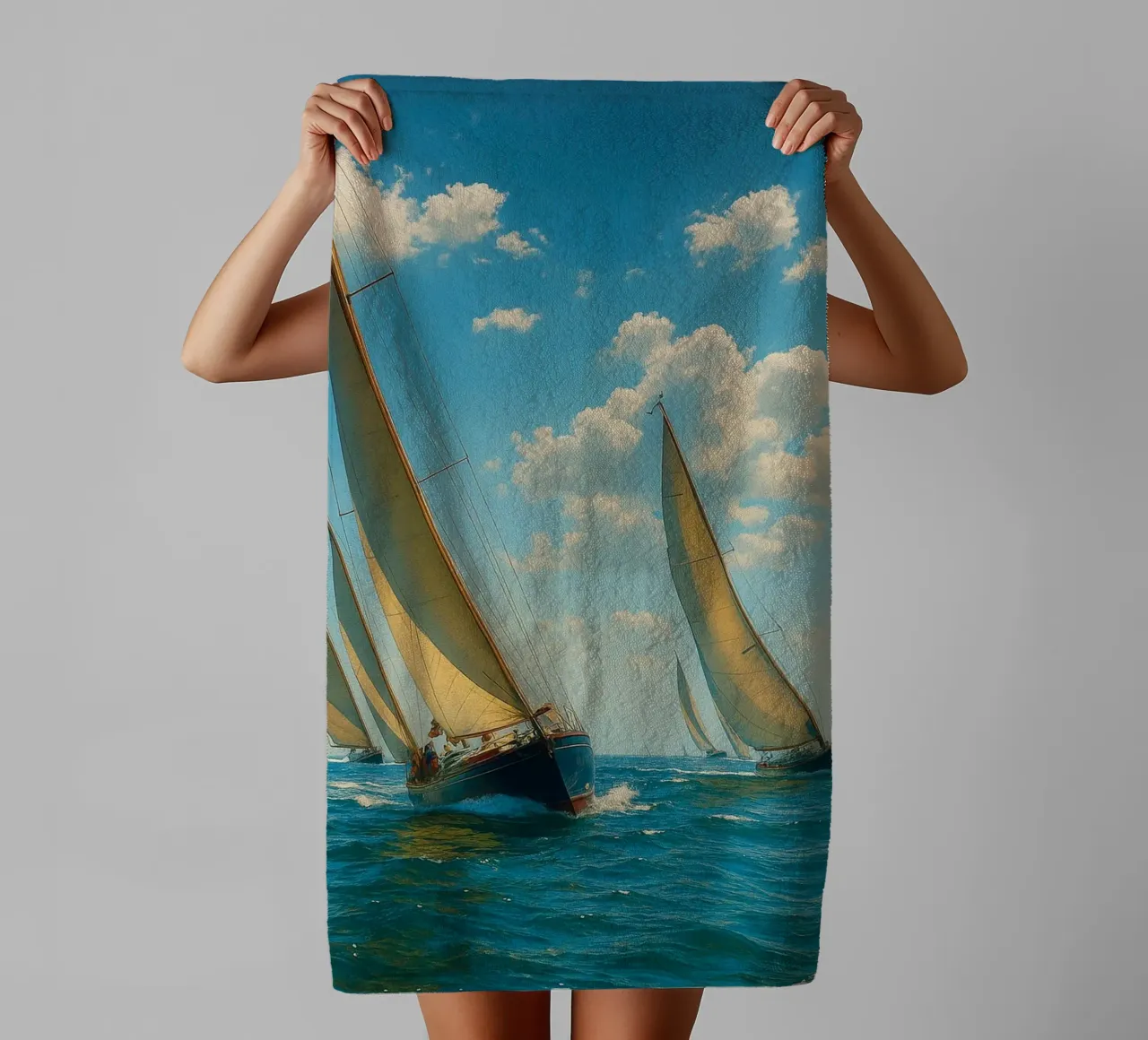 vue d'un voilier photographie rétro serviette de bain de viantishop