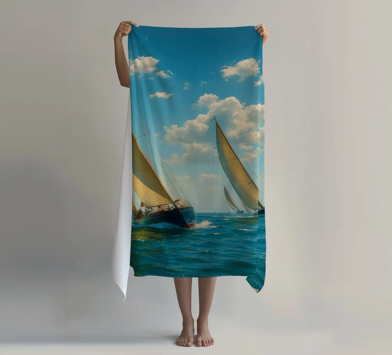 vue d'un voilier photographie rétro serviette de plage de viantishop