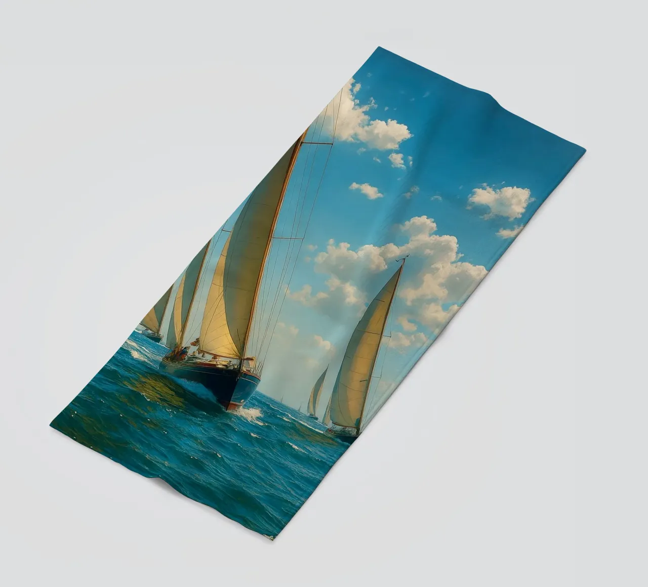 vue d'un voilier photographie rétro serviette de plage de viantishop