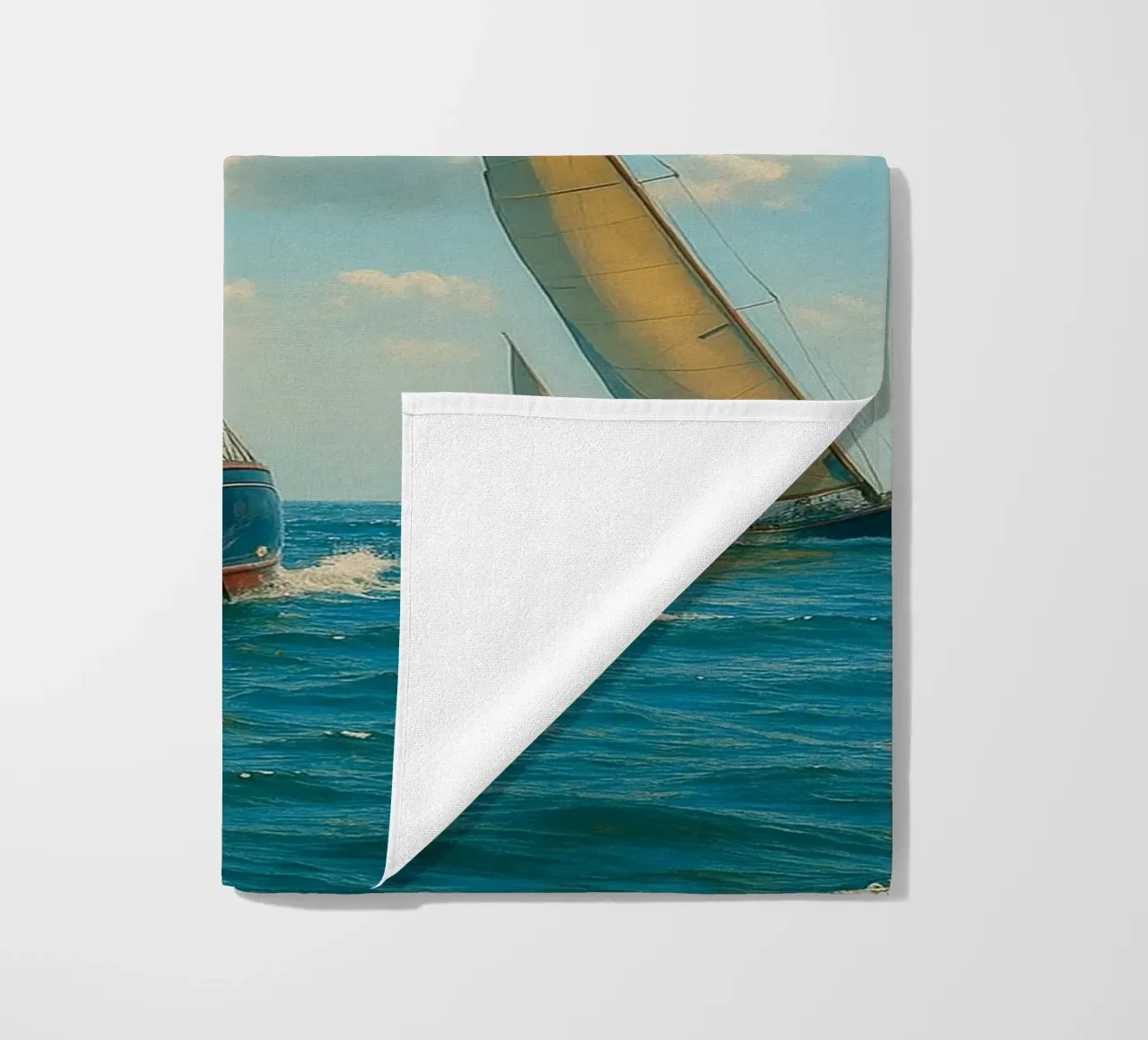 vue d'un voilier photographie rétro serviette de plage de viantishop