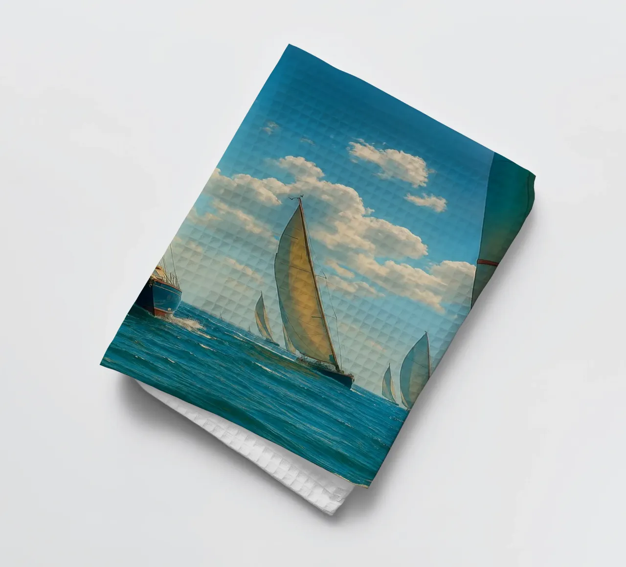 vue d'un voilier photographie rétro torchon de viantishop