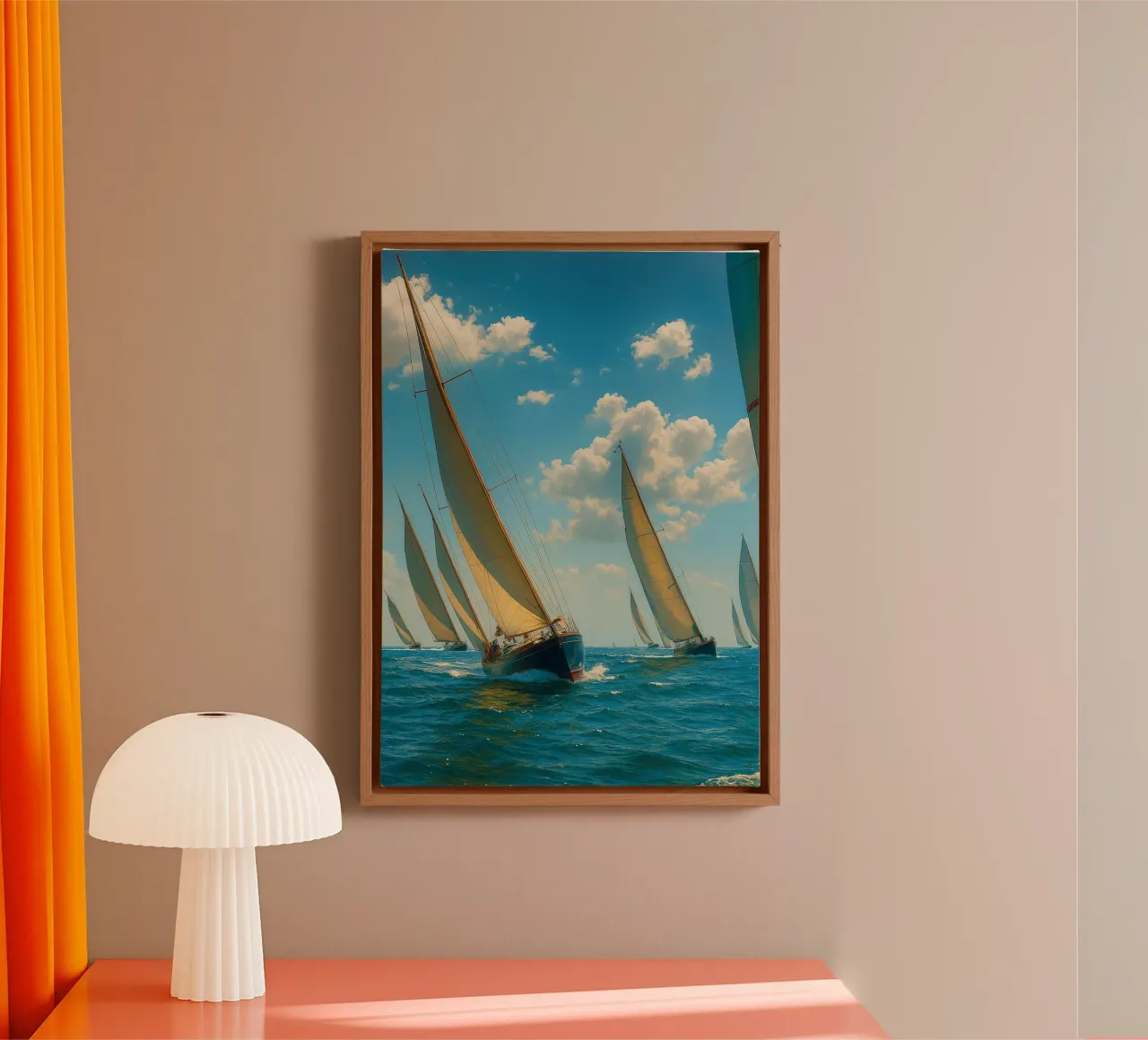 vue d'un voilier photographie rétro toile avec Caisse américaine de viantishop