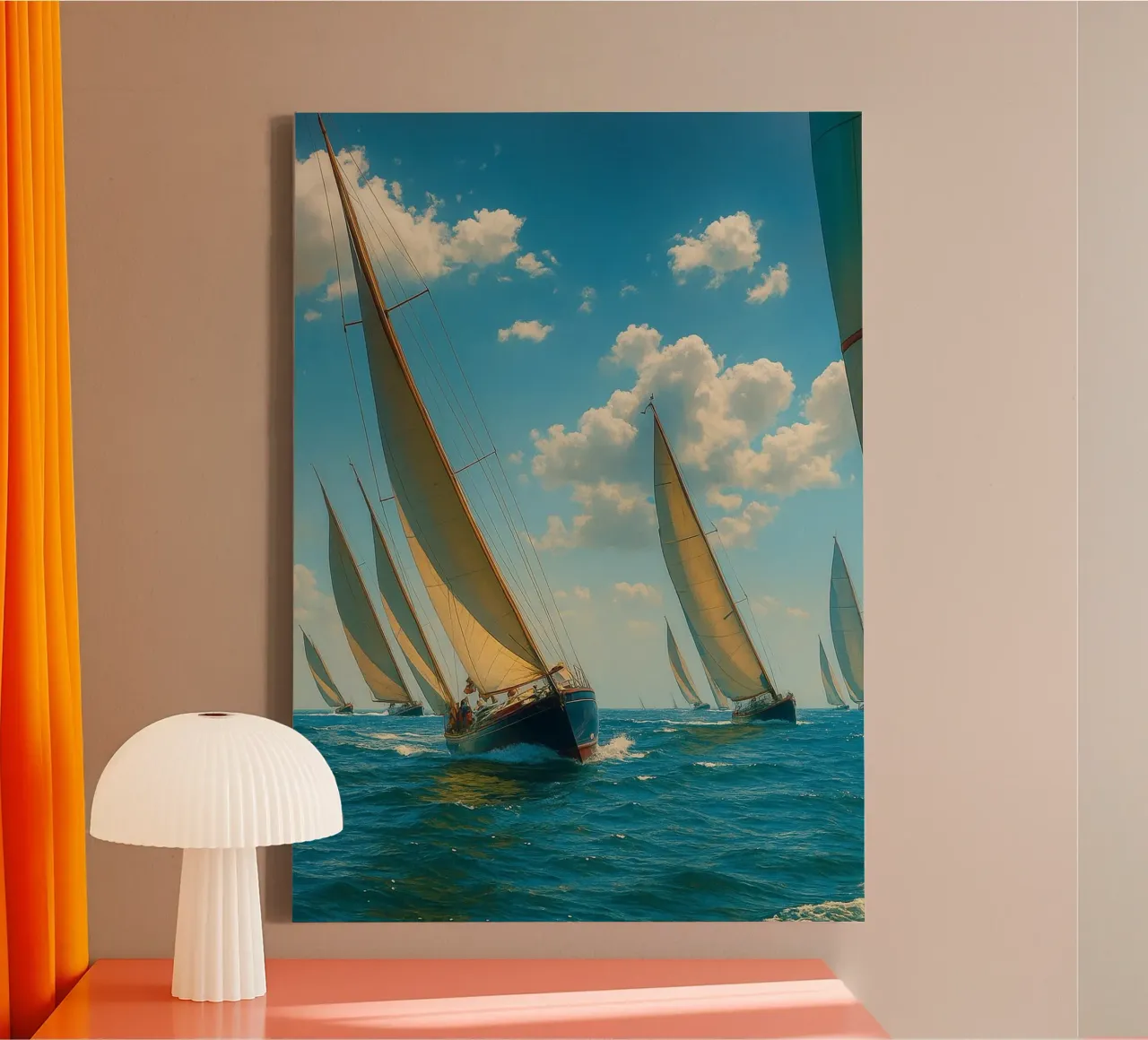 vue d'un voilier photographie rétro toile avec Caisse américaine de viantishop