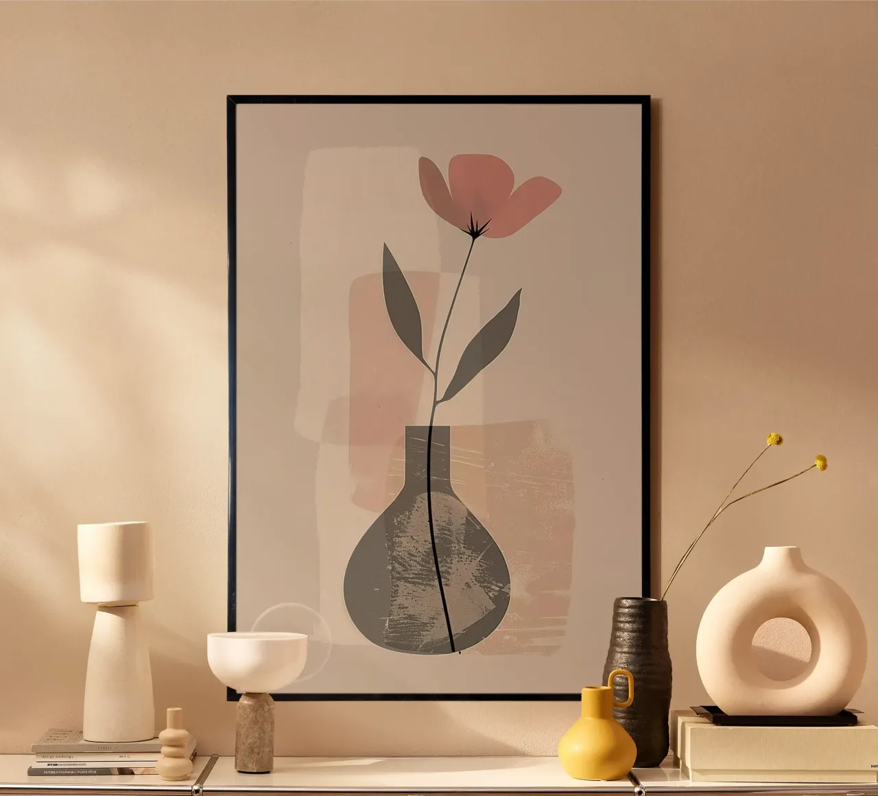 vase line shape poster con telaio in alluminio da lily