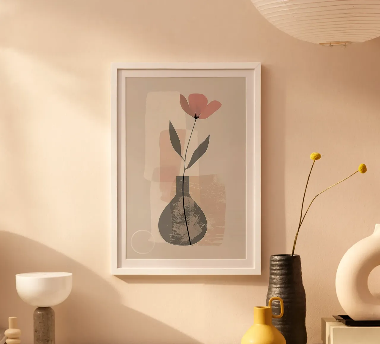 vase line shape poster con telaio in alluminio da lily
