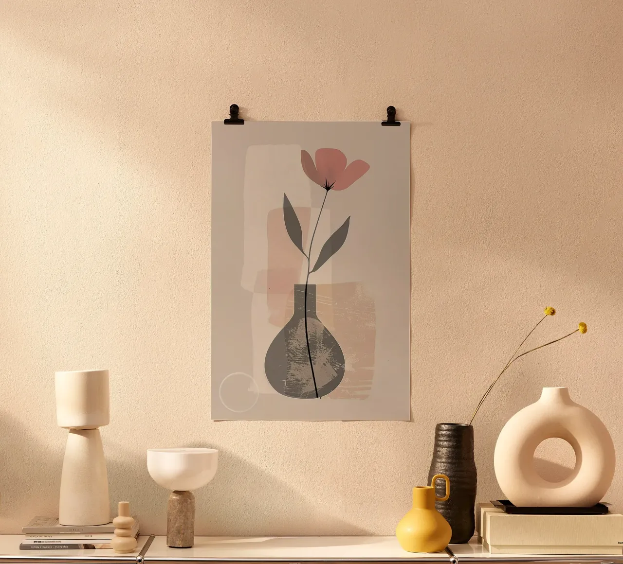vase line shape poster con telaio in alluminio da lily