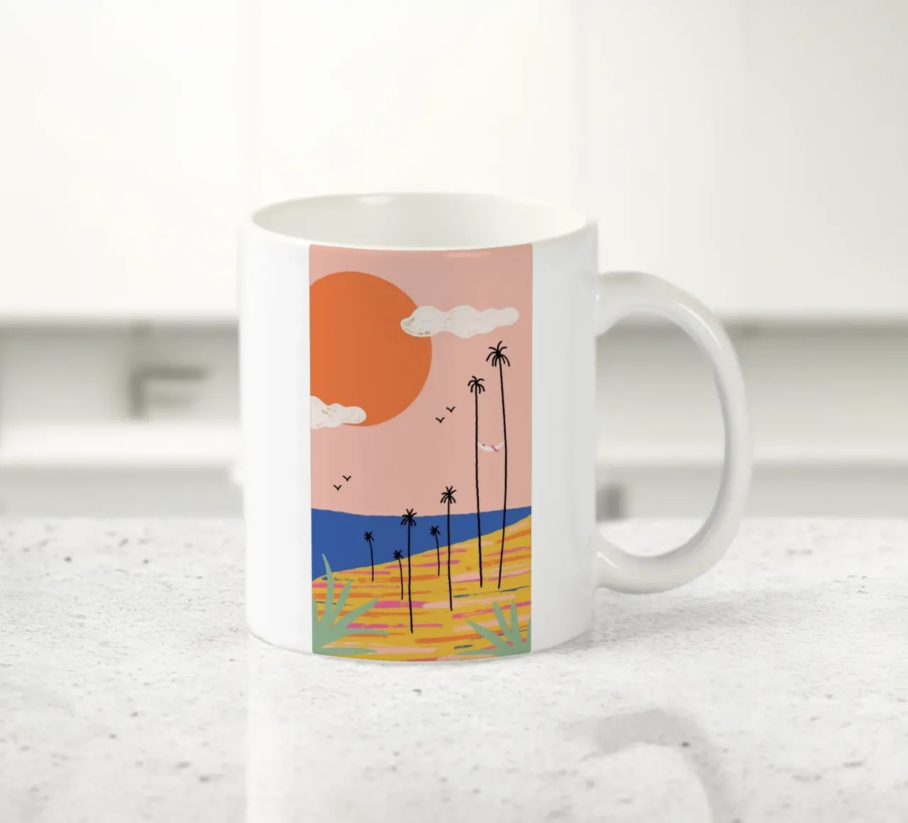 line palm and sunset tazza in ceramica da Good days