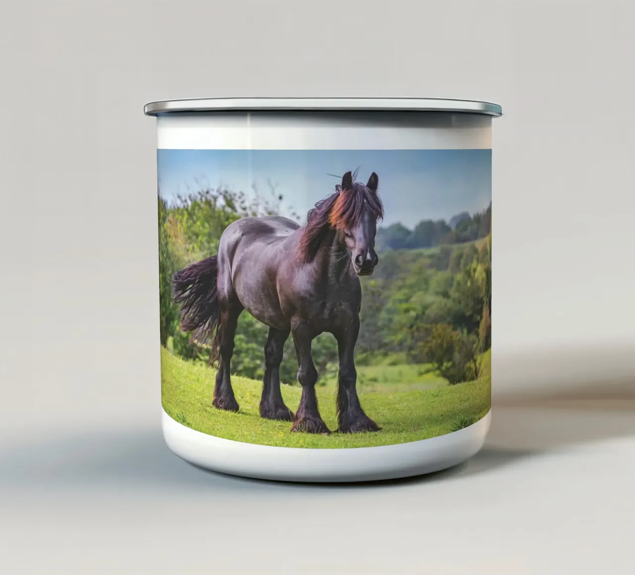 Cavallo nero tazza in smalto da Dave Hare Photography