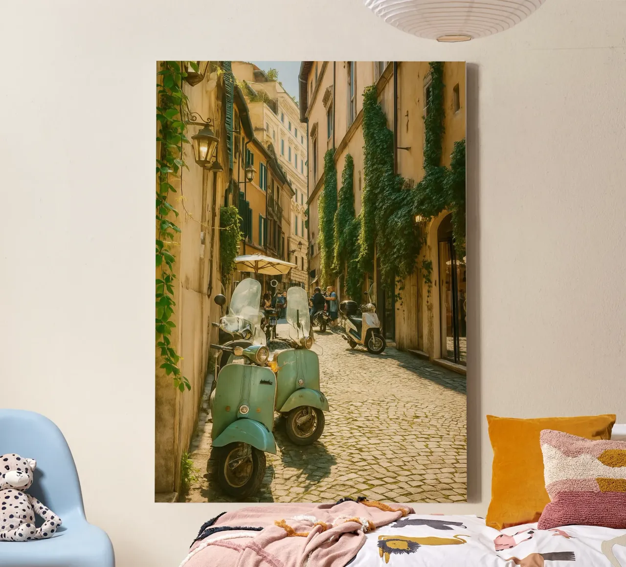 scooter parking vue retro photographie toile avec Caisse américaine de viantishop