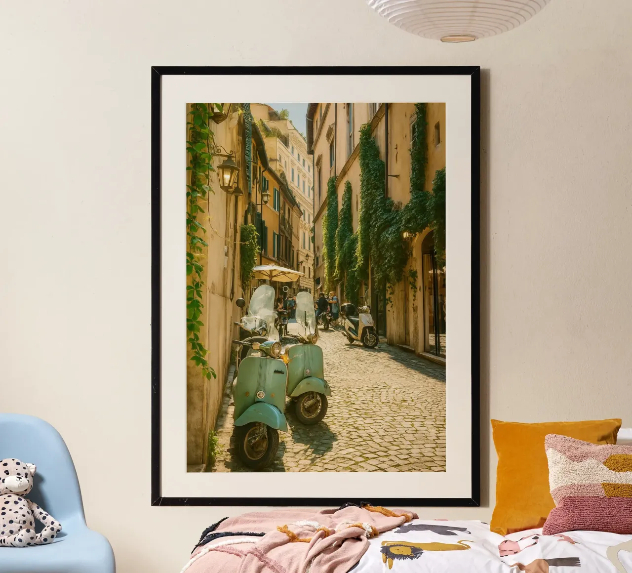 scooter parking vue retro photographie poster de viantishop
