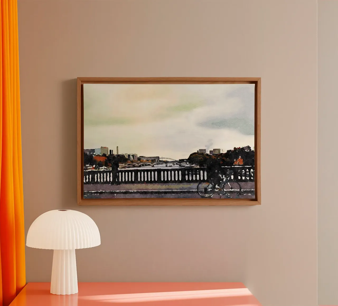 Die Brücke Leinwand mit Schattenfugenrahmen von Massimo Frascogna