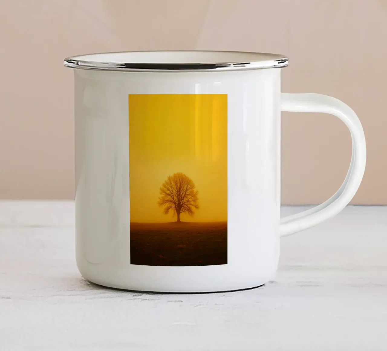 arbres simples vue rétro photographie mug en émail de viantishop