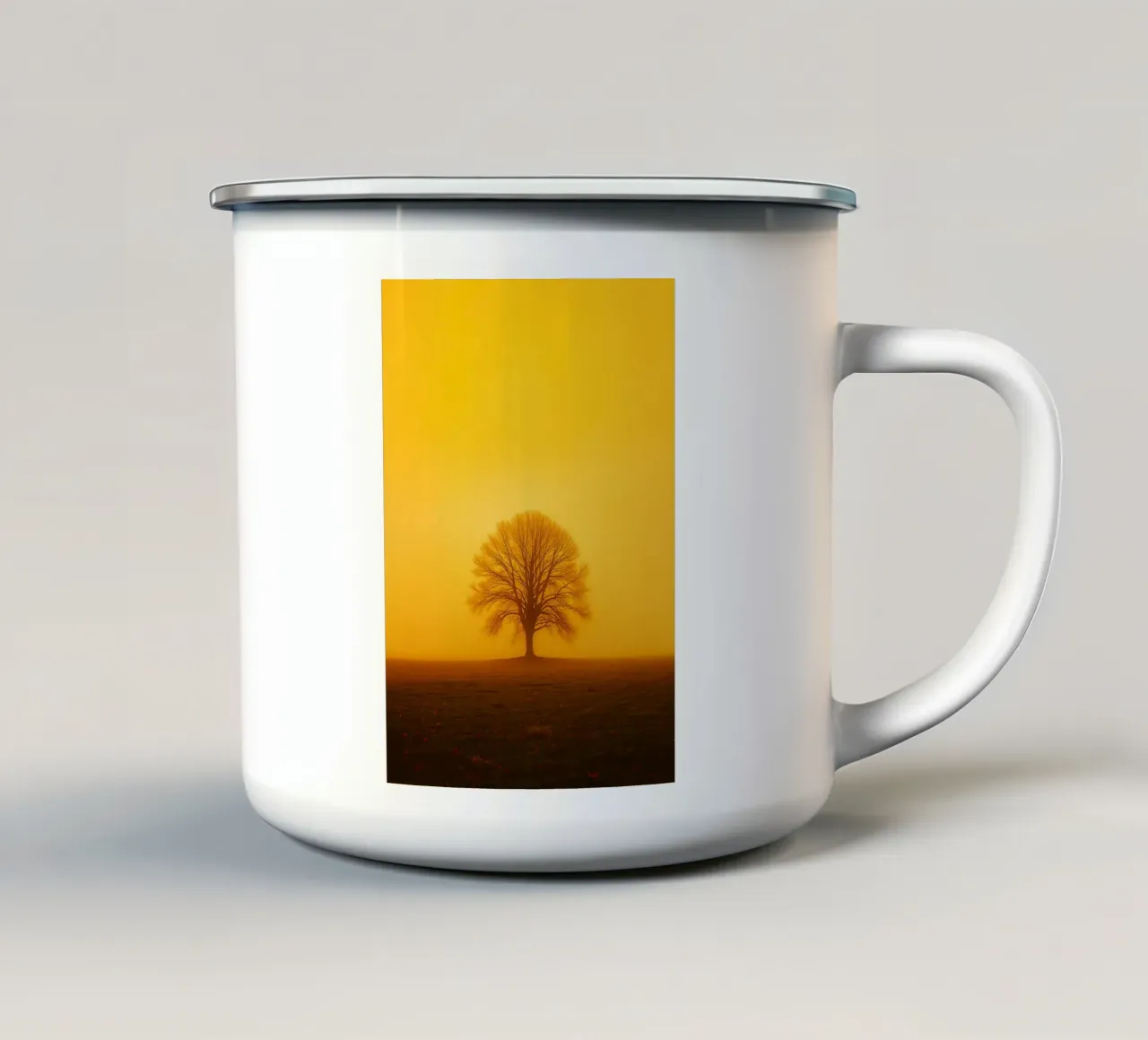arbres simples vue rétro photographie mug en émail de viantishop