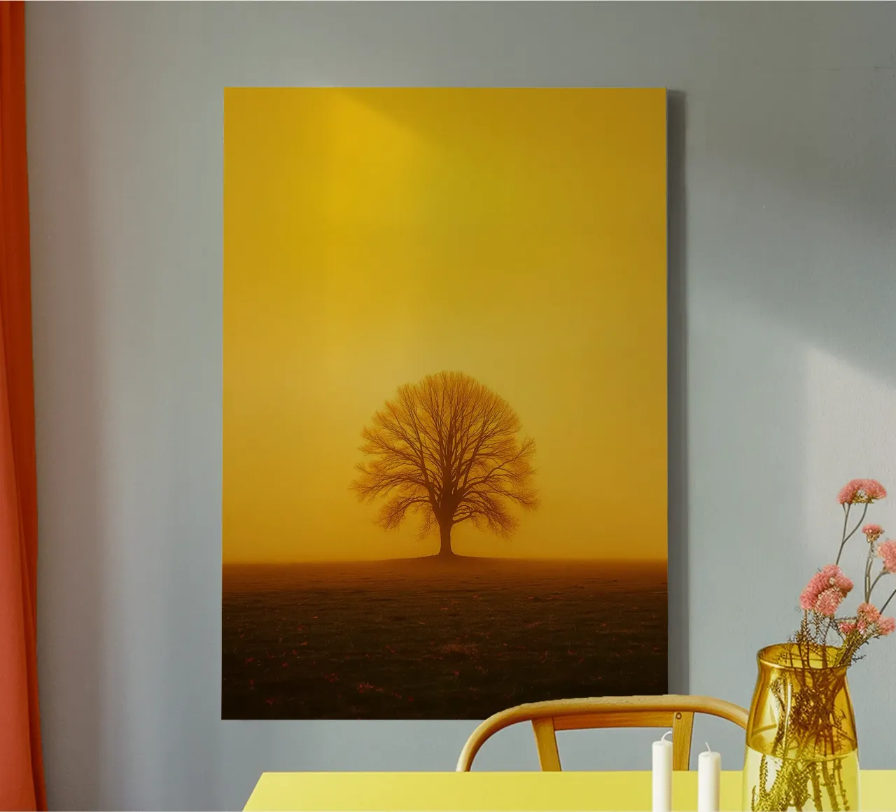 single trees view retro photography canvas with Floater frame by viantishop