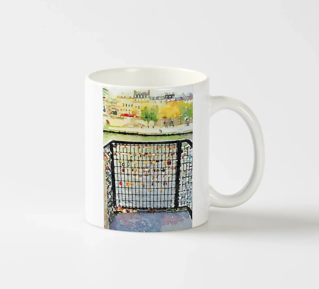 Lucchetti d'amore a Parigi tazza in ceramica da Massimo Frascogna