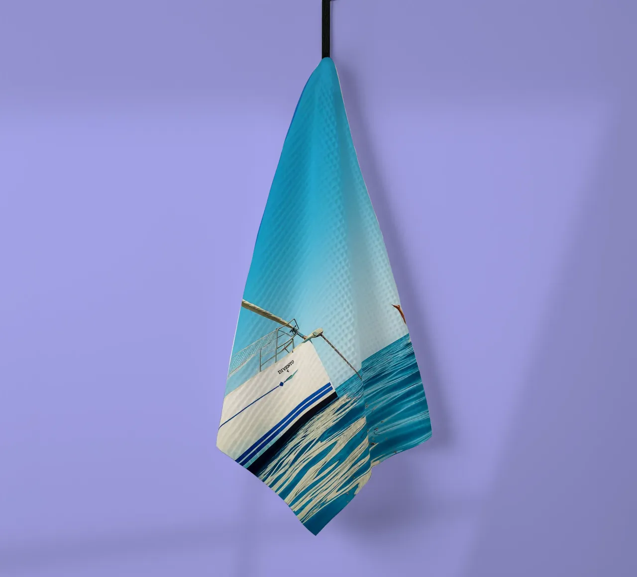 nager dans la mer vue rétro photographie torchon de viantishop