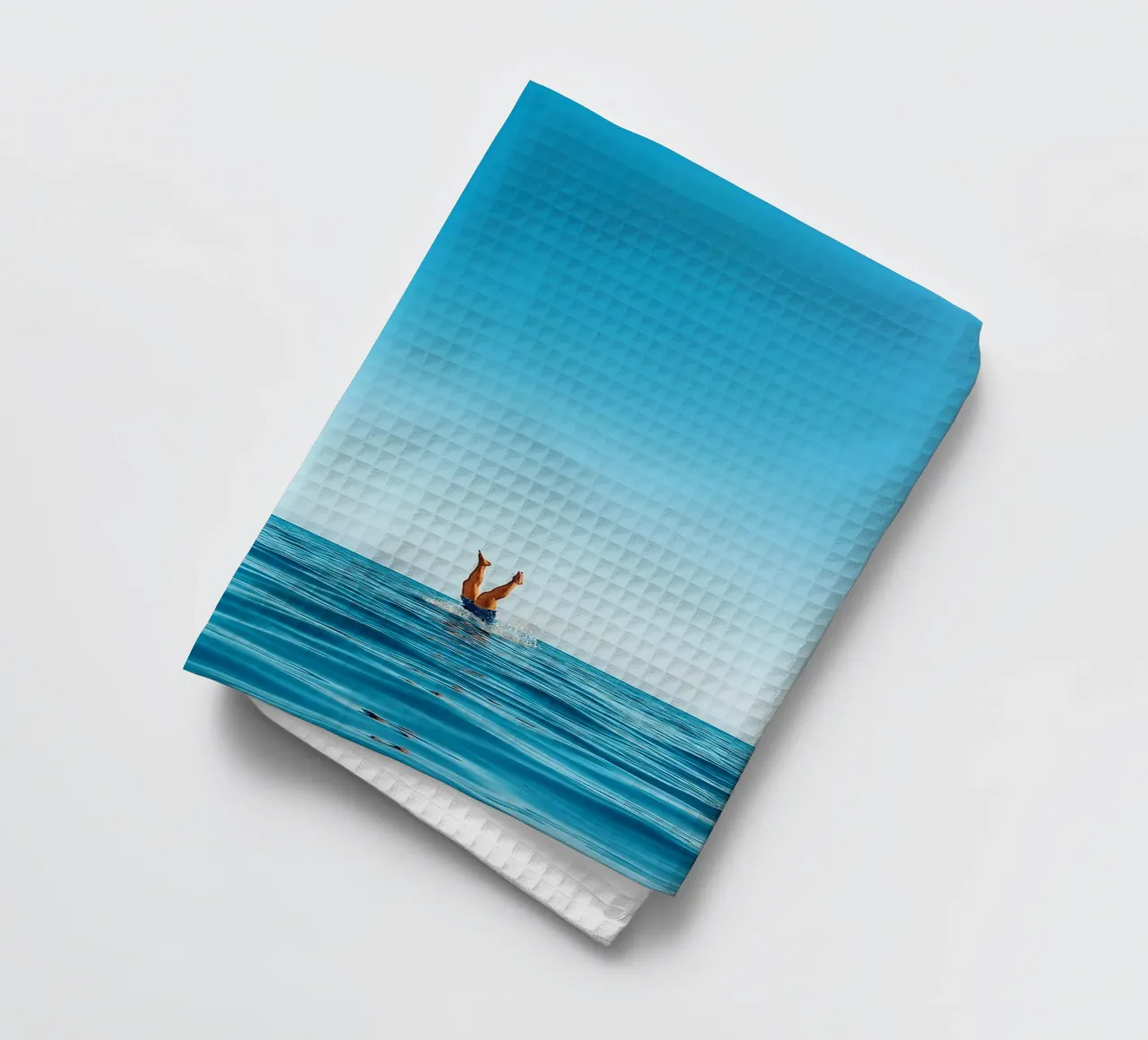 nager dans la mer vue rétro photographie torchon de viantishop