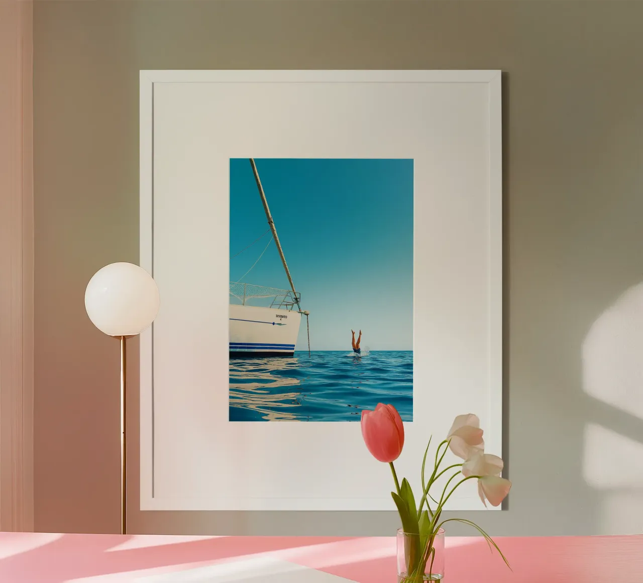 nager dans la mer vue rétro photographie poster de viantishop