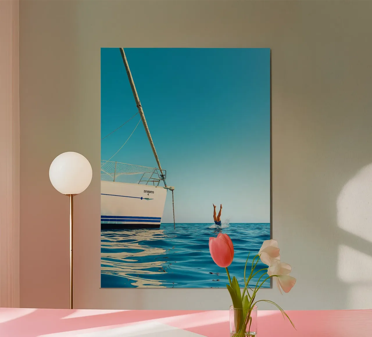nager dans la mer vue rétro photographie poster de viantishop