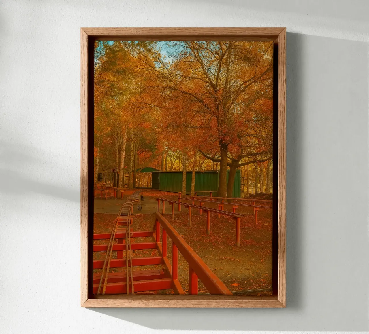 train miniatur view retro photography canvas with Floater frame by viantishop