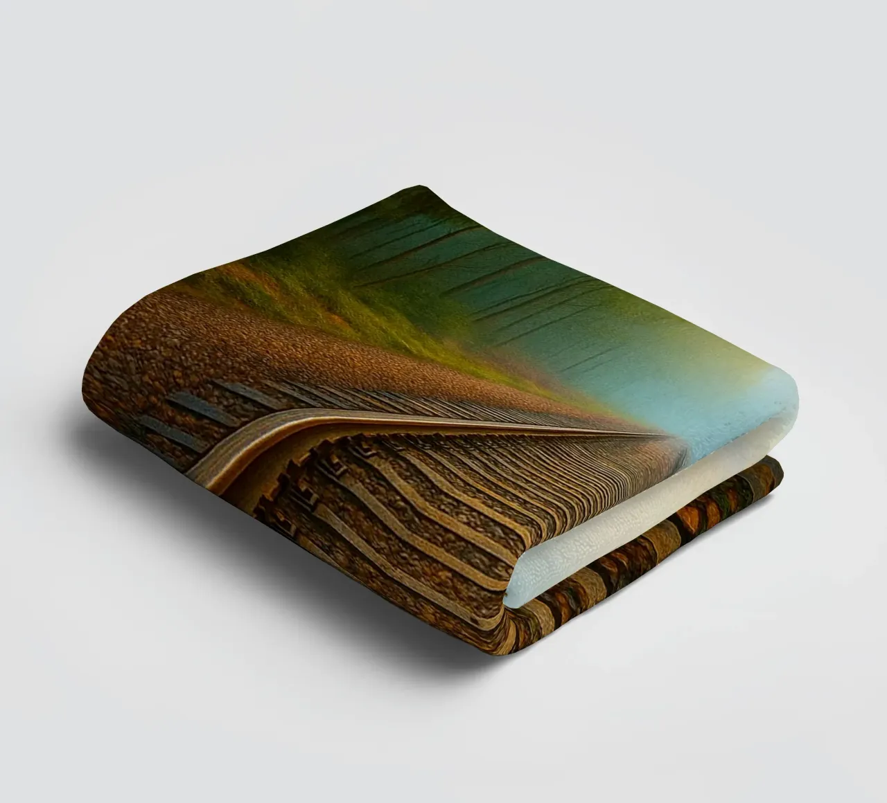 train track in the forrest view retro photography towel by viantishop