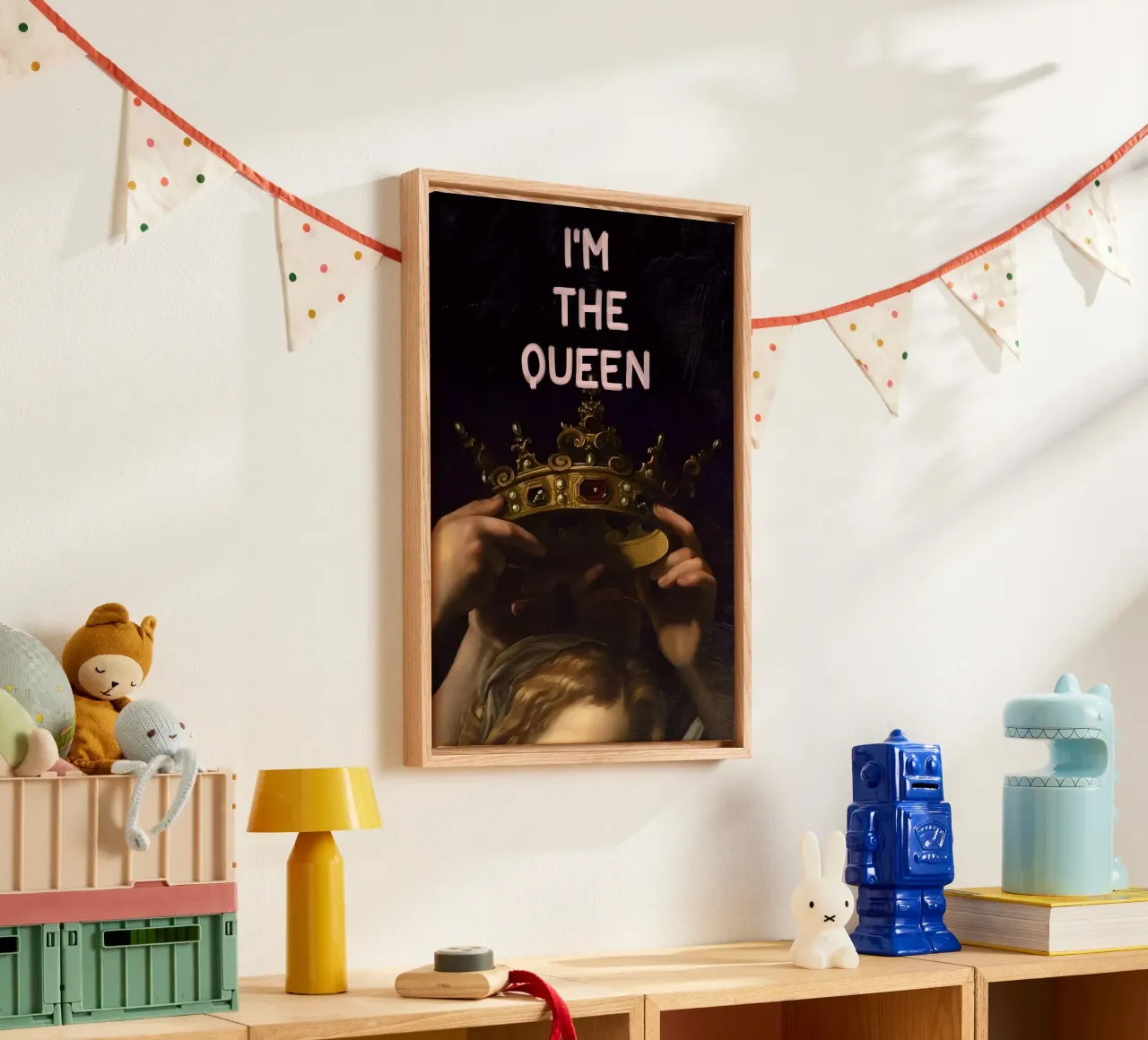 "I'M THE QUEEN" tela con Cornice a cassetta da Type & Tape
