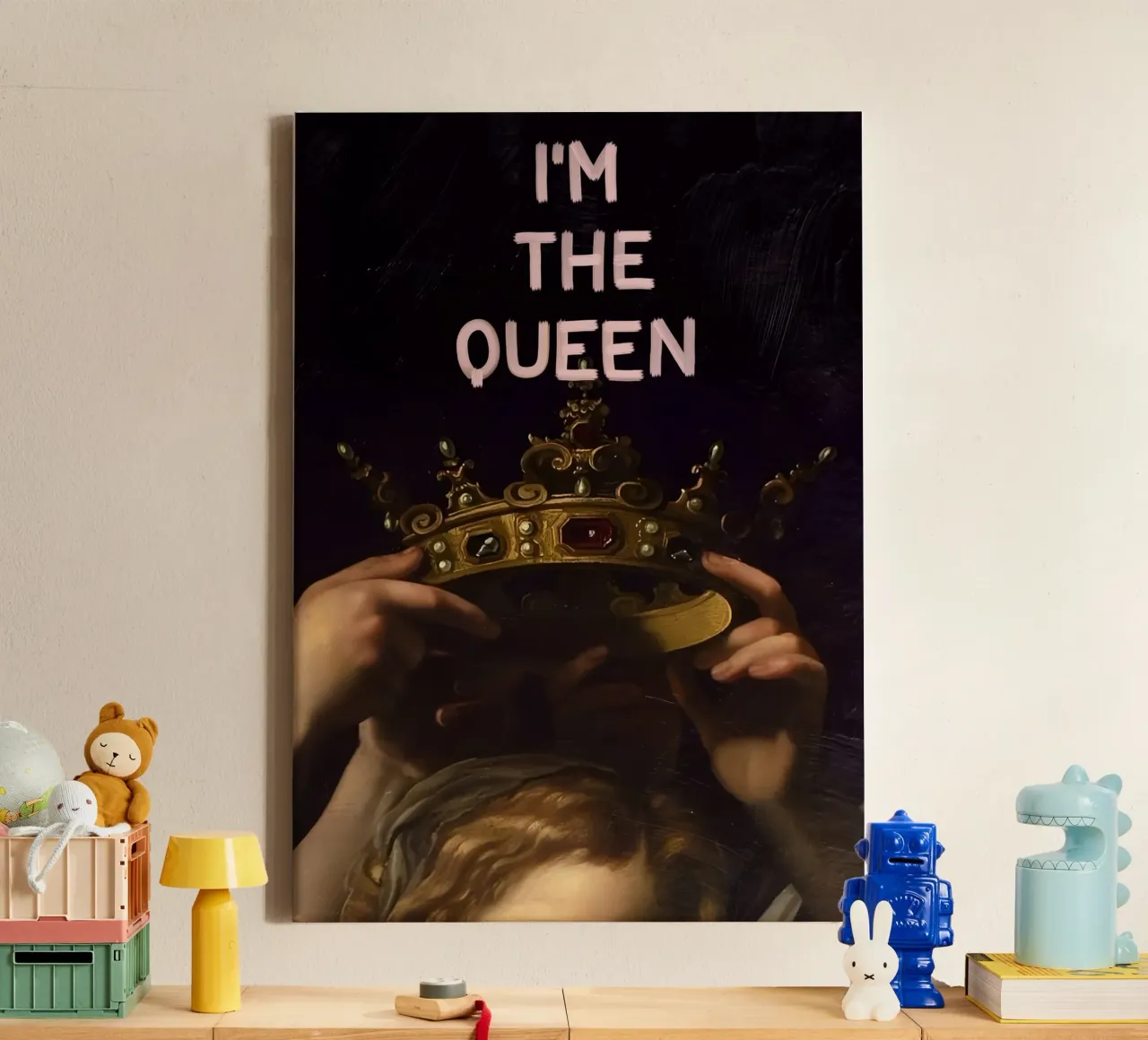 "I'M THE QUEEN" tela con Cornice a cassetta da Type & Tape