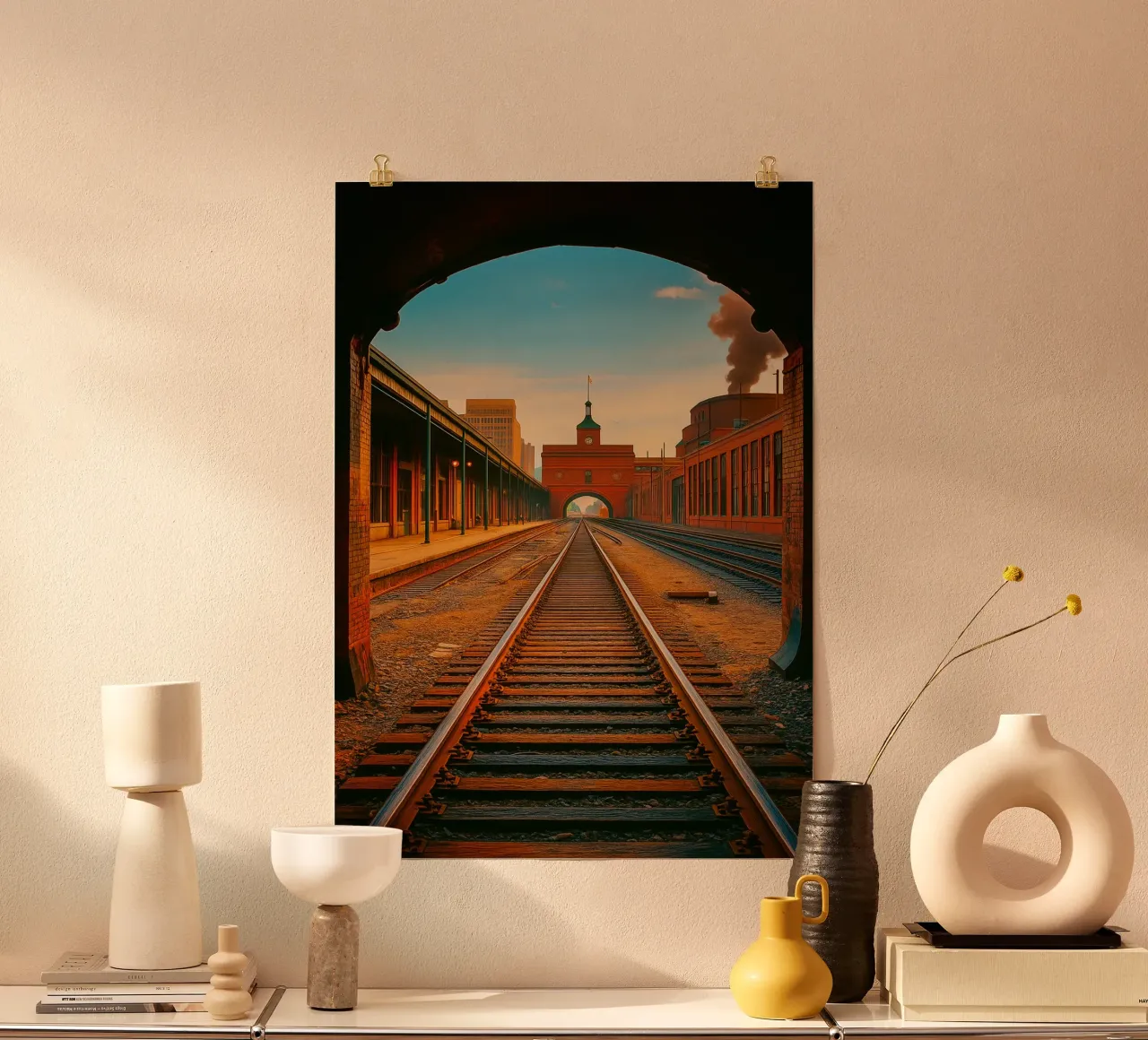 train tunnel view retro photography poster by viantishop