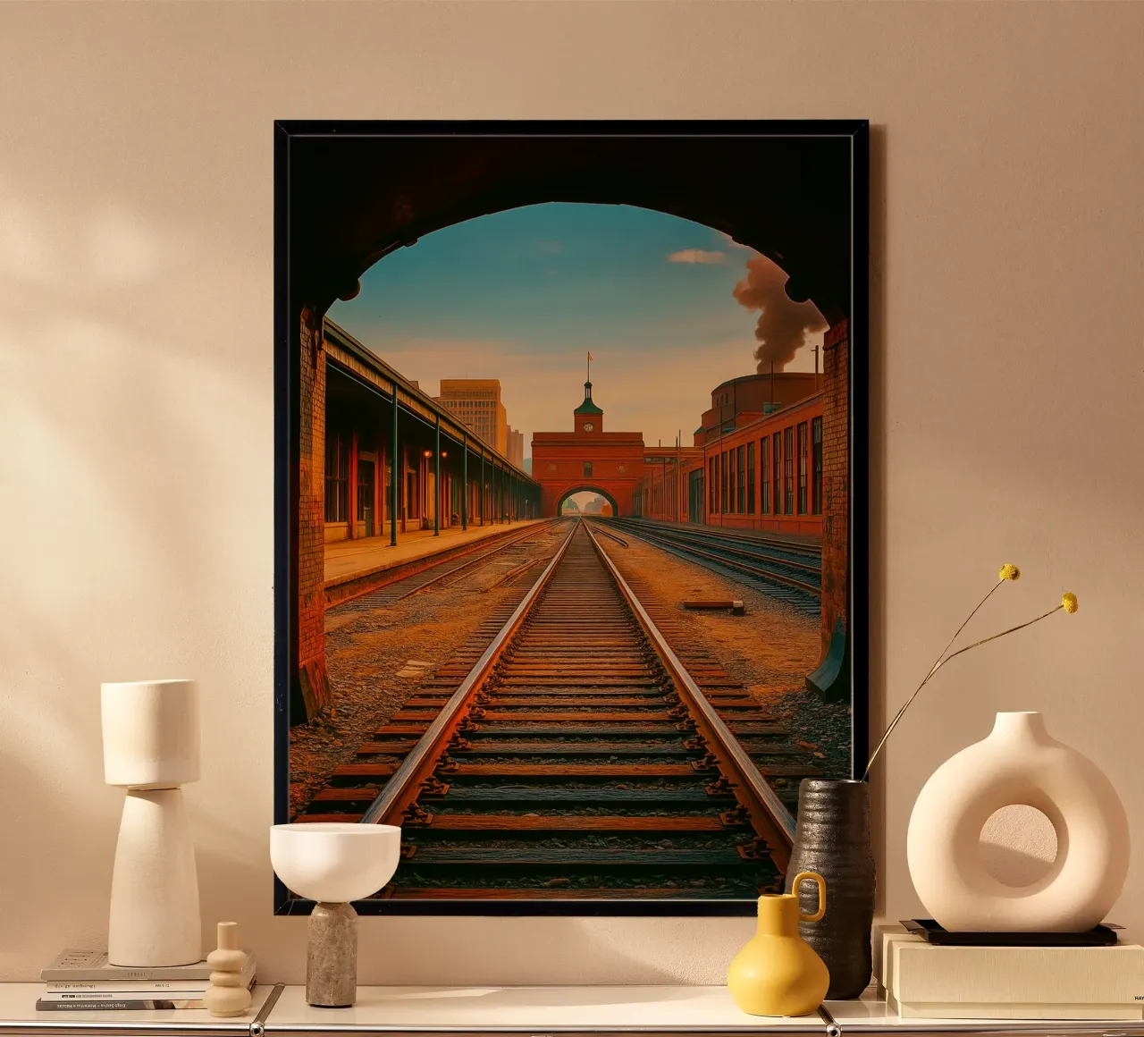 train tunnel view retro photography poster by viantishop