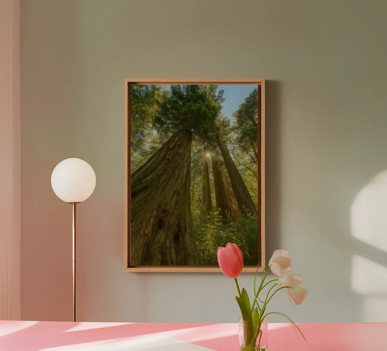 trees in the forrest retro photography canvas with Floater frame by viantishop