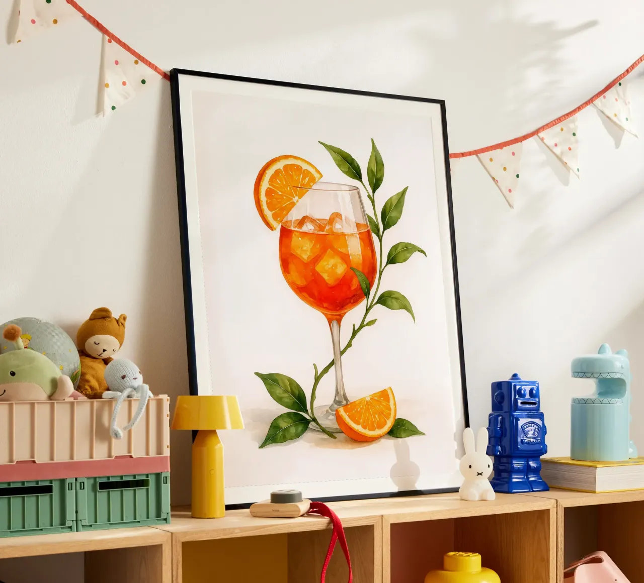 Bicchiere da spritz Aperol con foglie d'arancio - Acquerello vintage poster da Eldon S Kiser