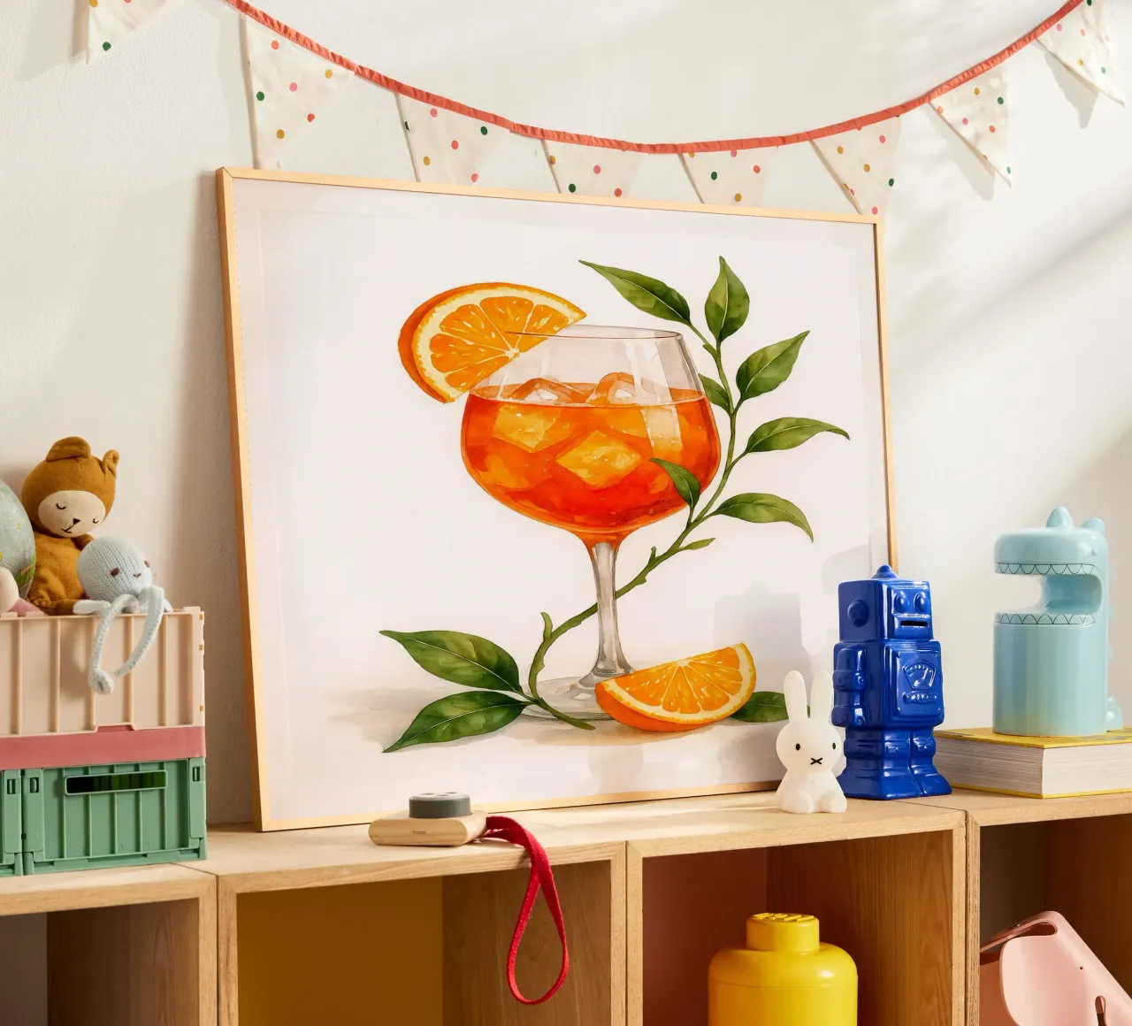 Bicchiere da spritz Aperol con foglie d'arancio - Acquerello vintage poster da Eldon S Kiser