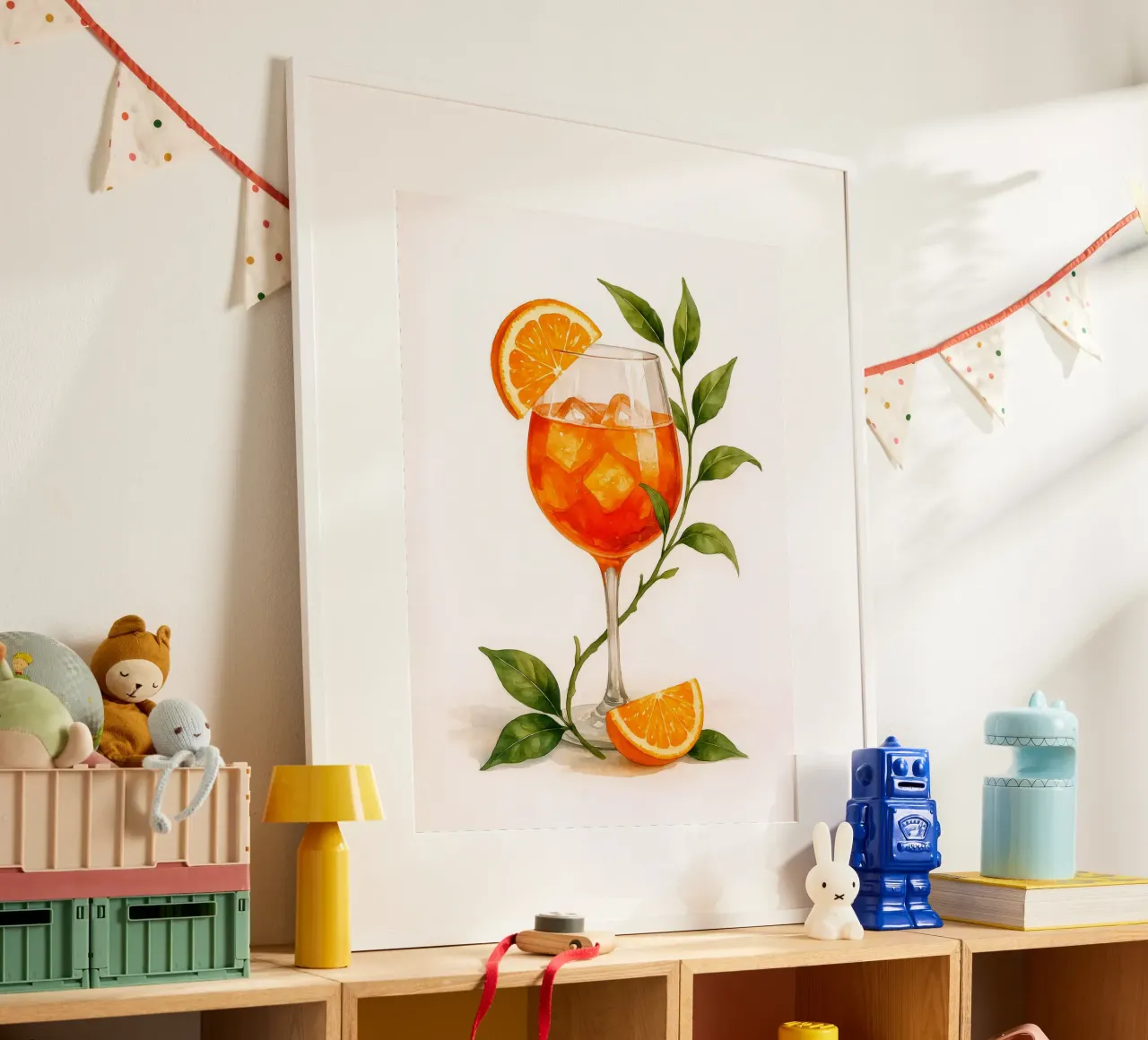 Bicchiere da spritz Aperol con foglie d'arancio - Acquerello vintage poster da Eldon S Kiser