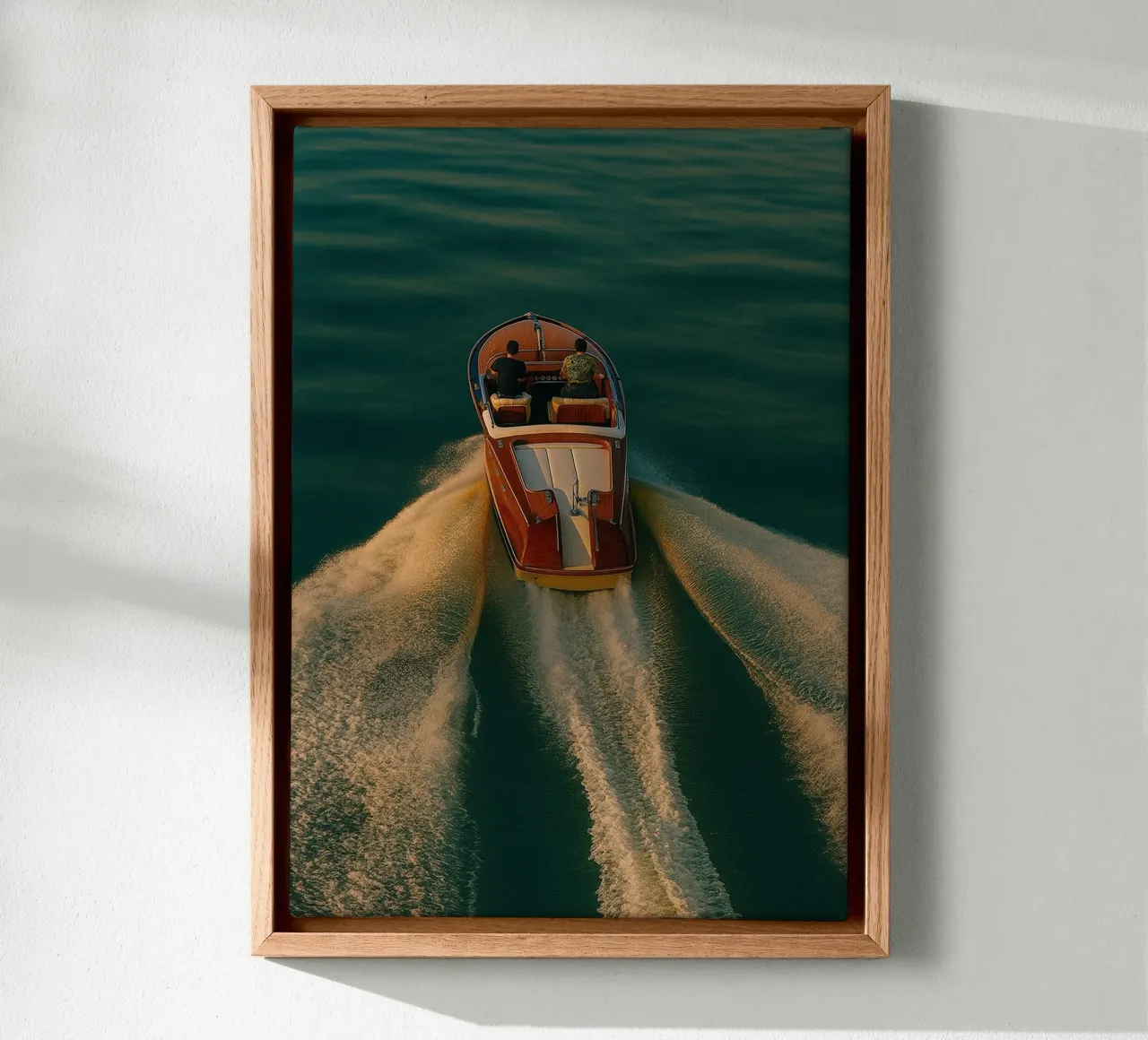 yatch view retro photography canvas with Floater frame by viantishop