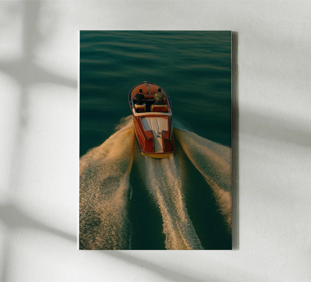 yatch view retro photography canvas with Floater frame by viantishop