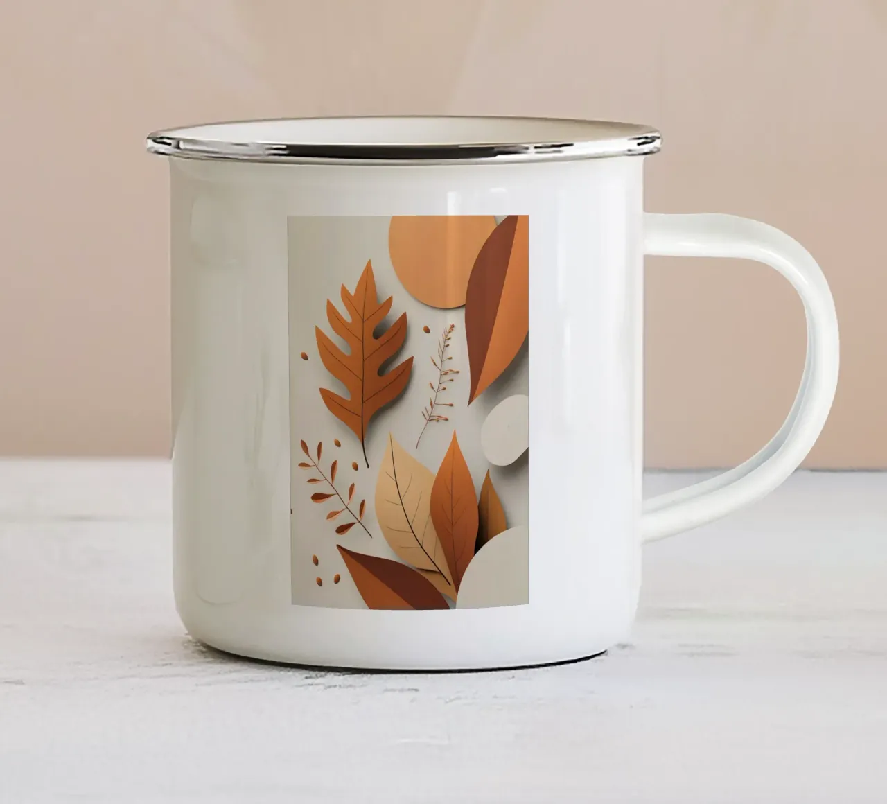 Composizione astratta di foglie autunnali tazza in smalto da Botanical Gallery