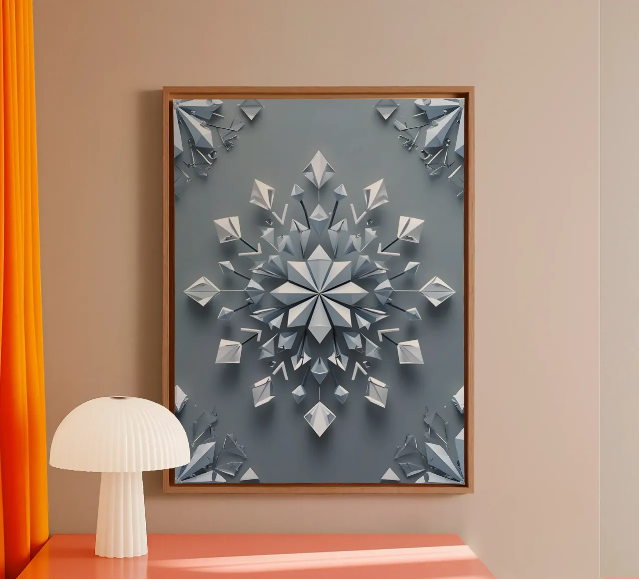 Winter Snowflake canvas with Floater frame by The Green Room