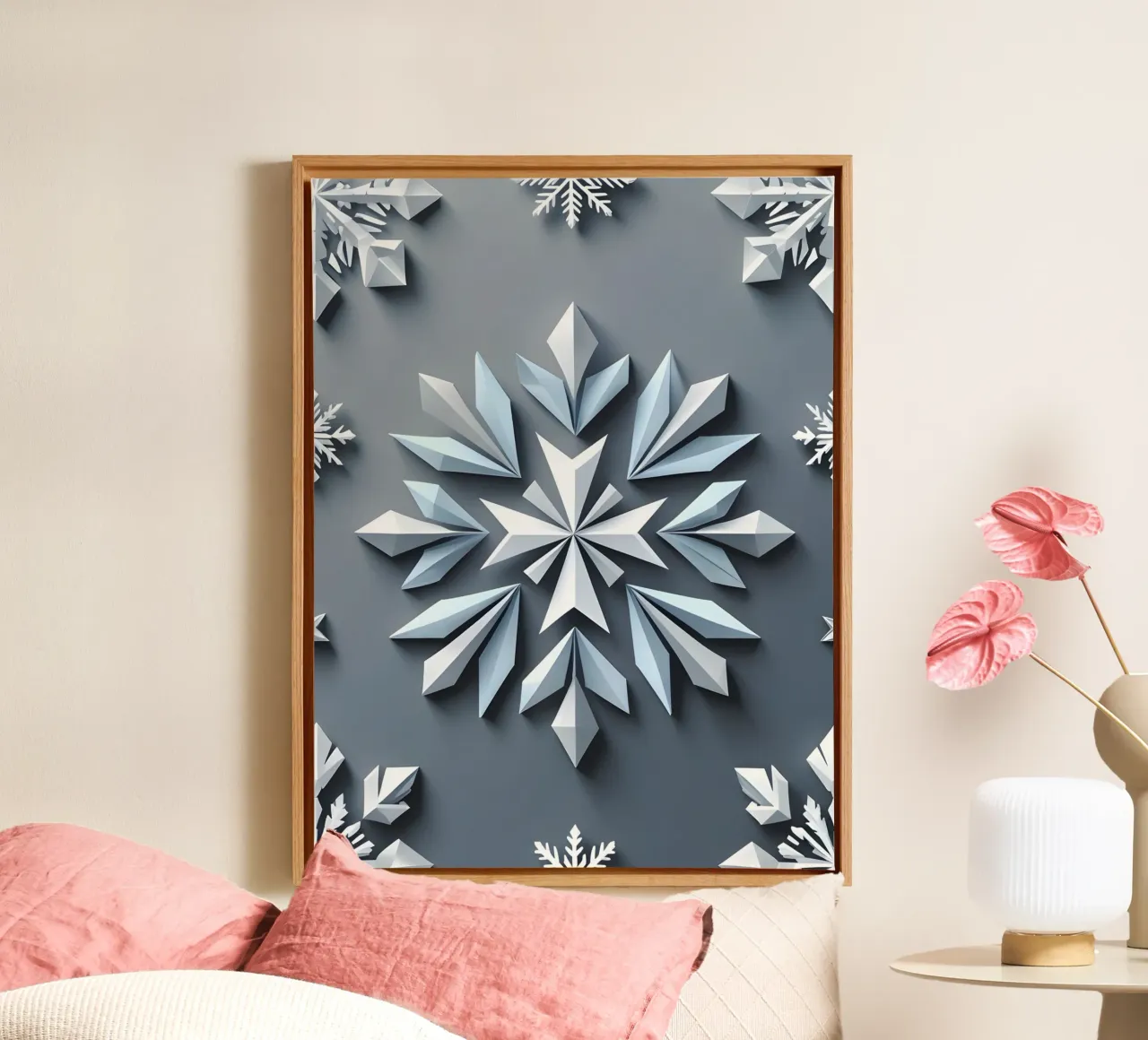Winter Snowflake canvas with Floater frame by The Green Room