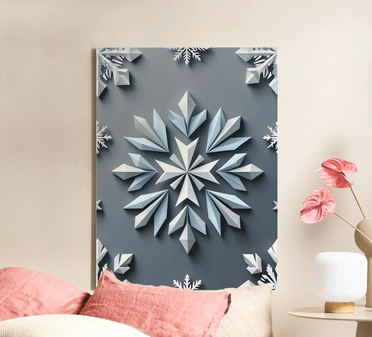 Winter Snowflake canvas with Floater frame by The Green Room