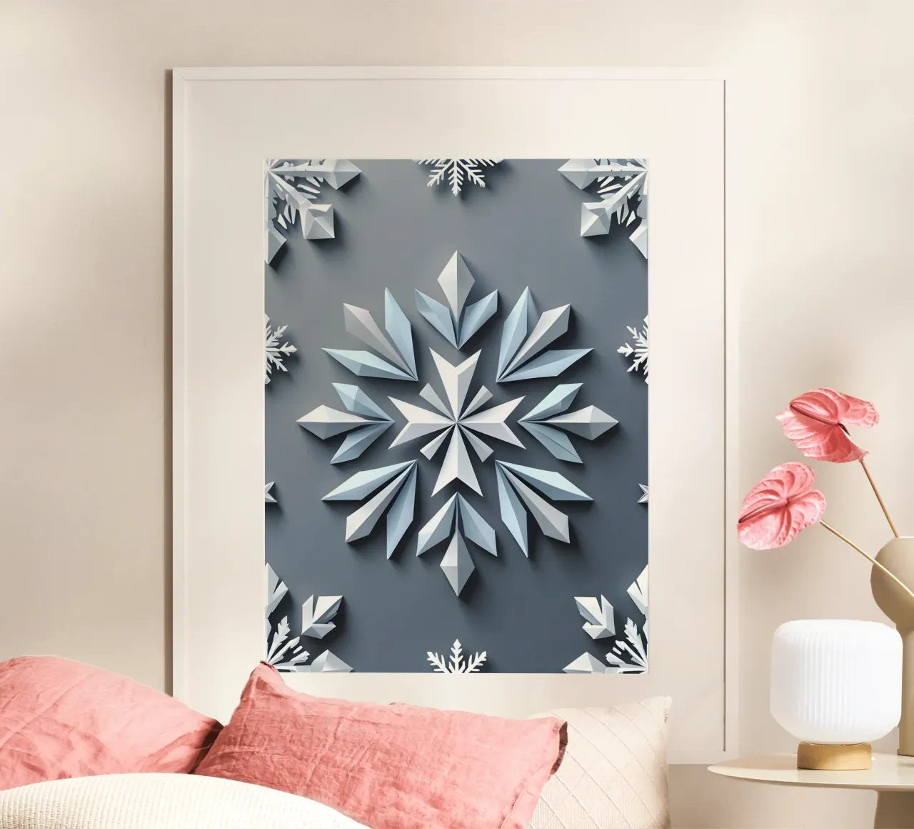 Fiocco di neve invernale poster con telaio in plastica da The Green Room