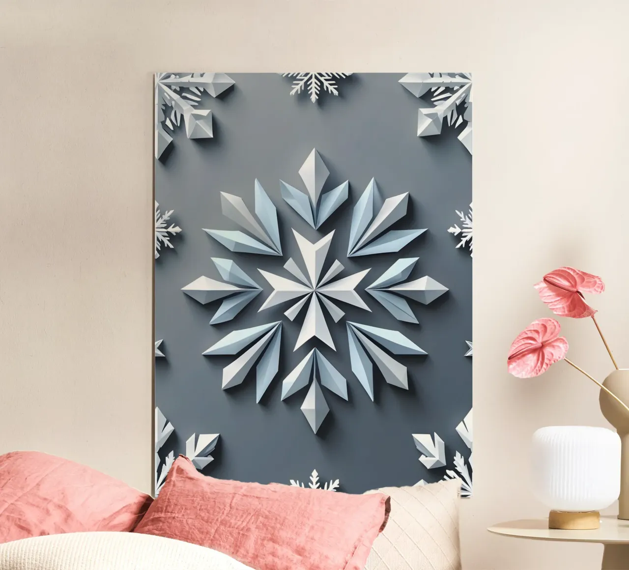 Fiocco di neve invernale poster con telaio in plastica da The Green Room