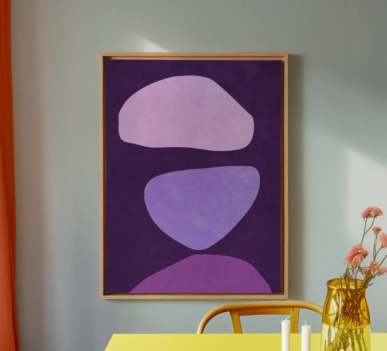 Forme astratte Viola tela con Cornice a cassetta da Raissa Oltmanns